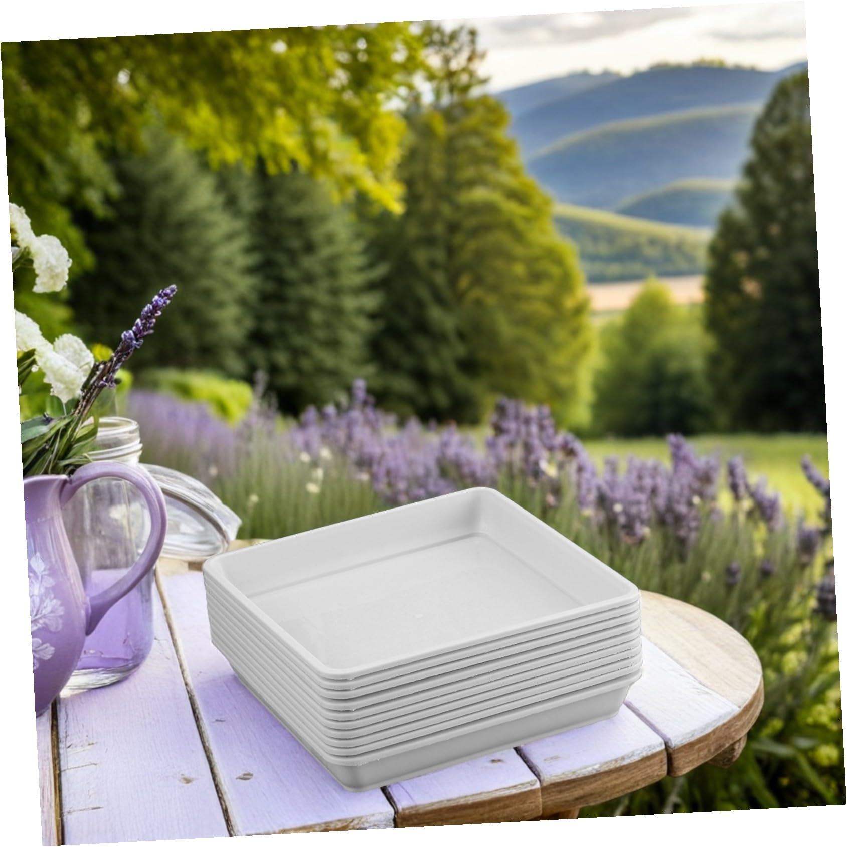 HEMOTON 10pezzi Sottovaso Quadrato per Piante in Plastica con Raccolta Affidabile Acqua per Vasi da Fiori Sottovasi Antigoccia in Plastica per Interni con Bordi Lisci per Sicurezza