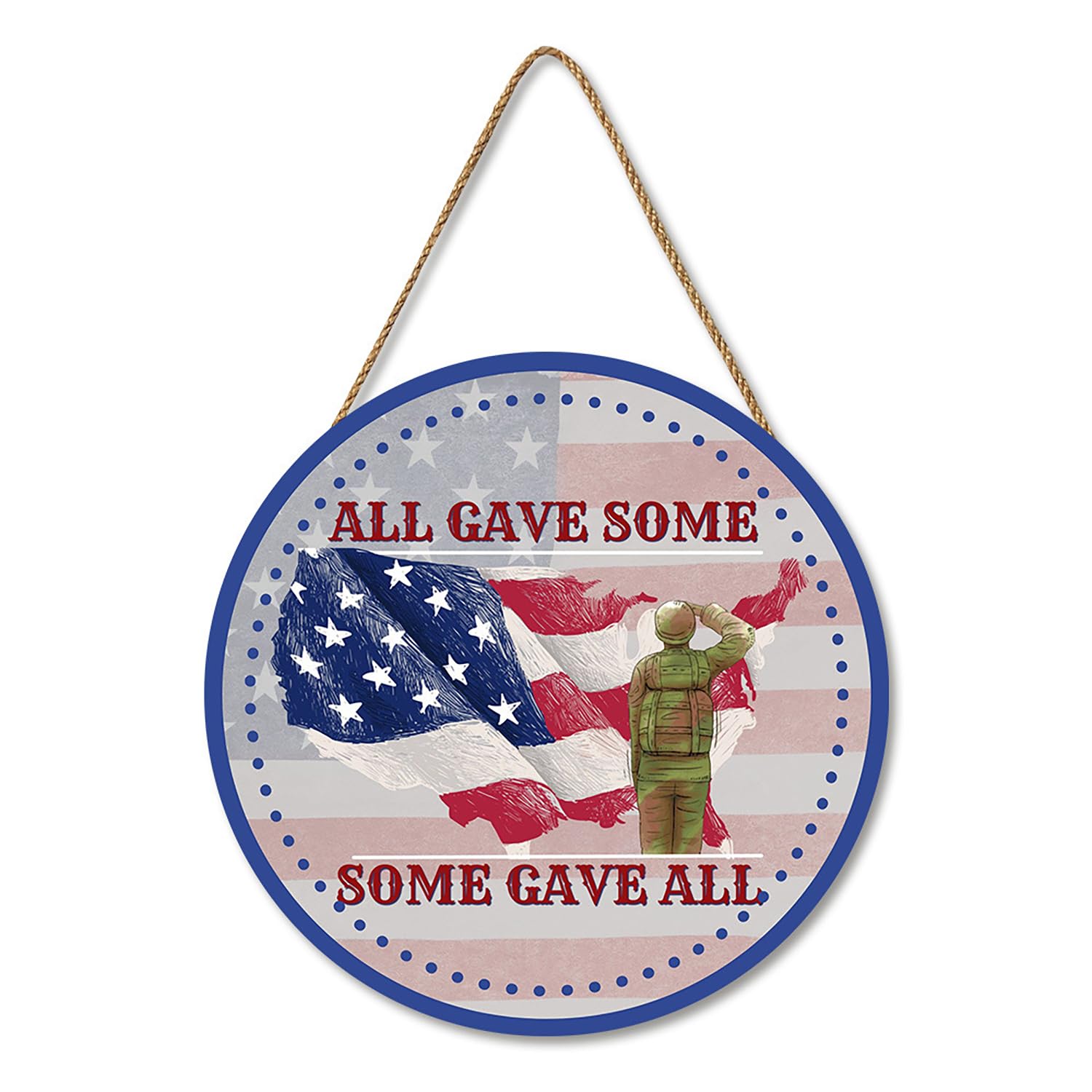 Patriotisches Türschild Zum 4. Juli - Holz, 30x23 Cm, Mit Aufhängeschnur, Amerikanische Flagge Design