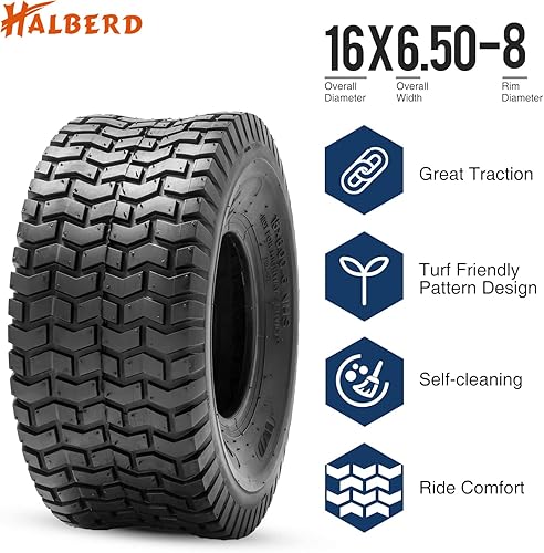 Miniatura 2 de HALBERD Neumático apto para césped de 16 x 650-8 para cortacésped y jardín 16 x 65-8 Gran tracción para tractores de jardín cortacéspedes vehículos