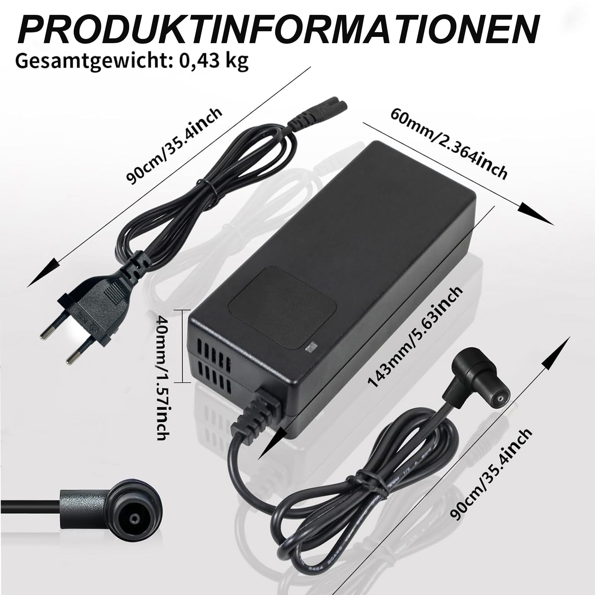 Chargeur 54,6V 2A avec Affichage Numérique de Tension, Adaptateur Secteur Premium Compatible avec Trottinette Électrique Xiaomi 4 Ultra / 4 Pro 2nd Gen / 5/5 Pro,