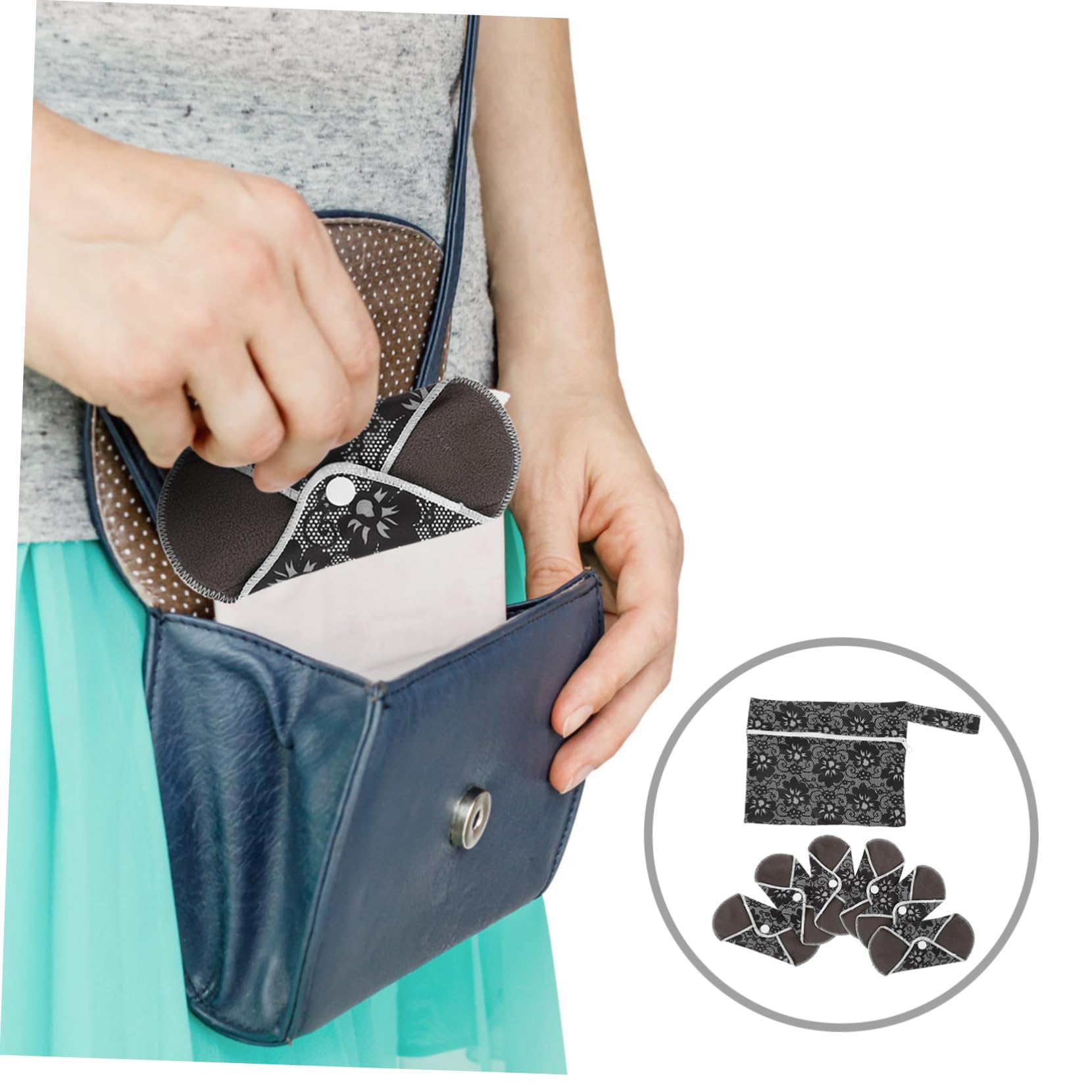 FOMIYES 24stücke Teiliges Waschbare Damenbinden Bambuskohle Hygienisch Und Wiederverwendbar Für Mittlere Flüsse Und Bequeme Langlebige Und Waschbare Menstruationspads Verschiedenen