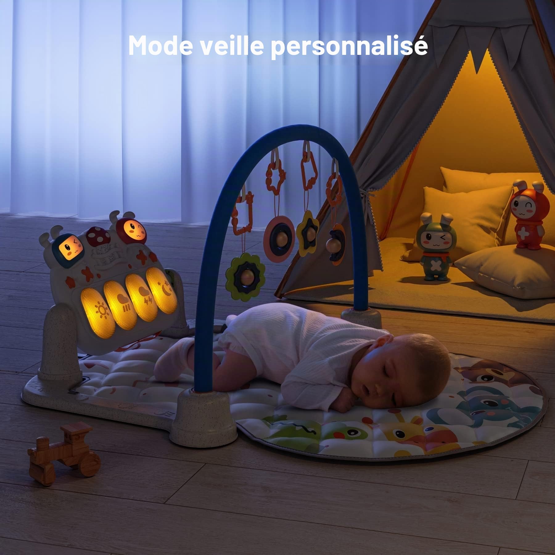 TUMAMA Tapis d eveil Musical pour Bébé,Tapis Musical d'Éveil et d'Activité pour Bébé,Jouets d'activité et de développement avec Musical et lumières(Animal)