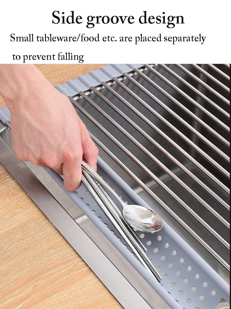 Składany ociekacz kuchenny Stal nierdzewna Materiał bezpieczeństwa klasy spożywczej Nadaje się do przyborów kuchennych Owoce i warzywa itp. (Stainless Steel)