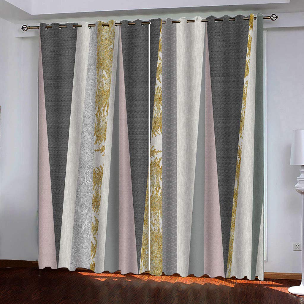 Maynuo Girls Blackout Curtains For Bedroom 3D Minimally Striped Art Thermal Insulated Window Curtain For Living Room For Boys Kids, 2 Panels, 78X62inch Pattern Eyelet