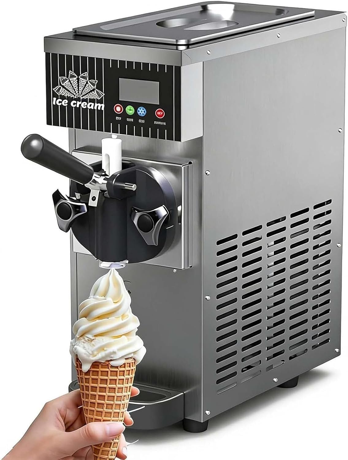 Commercial Ice Cream Maker Machine 450W Single Flavor Soft Serve Ice Cream Machine 2.5L Ice Cream Machine with Auto Clean, for Restaurant Snack Bar Grey
