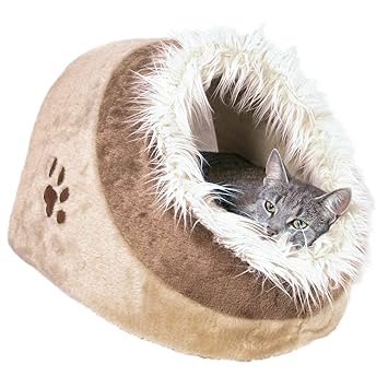 Trixie: - Minou Cuddly Cave Bed for Dogs and Cats | Polyester Cover Keeps Pet Warm and Cosy | Comes with a Removable and Reversible Cushion | Non-Slip Bottom Ensures That Pet Bed Stays in Place