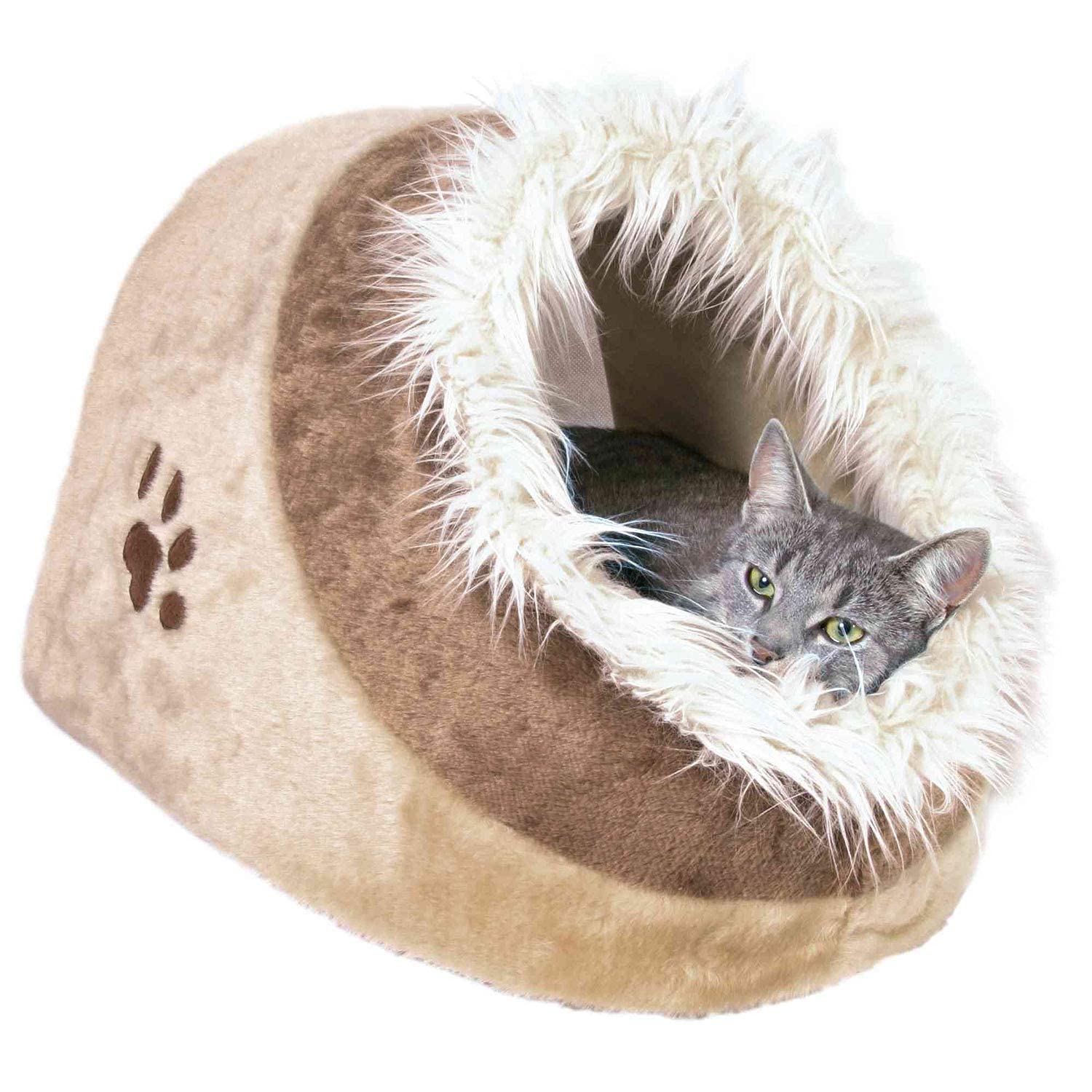 TRIXIE Minou Cuddly Cave Bed for Small Dogs and Cats, Keeps Your Pet Warm and Cozy During Winters – Beige, 41 x 30 x 50 cm (B09NW9CRZP) Amazon Price History, Amazon Price Tracker