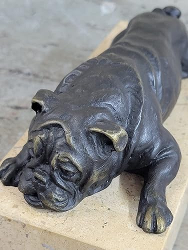 Miniatura 6 de Estatua de bronce de Bulldog Inglés montada sobre una base de mármol, regalo de arte original por Think Bronze Decorative Art