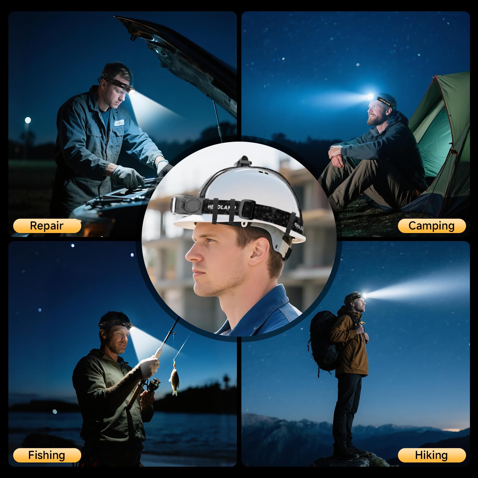 ATDOALL Wiederaufladbare LED-Stirnlampe, 6 Stück, hohe Lumen, superhelle Stirnlampe mit rotem Licht, Bewegungssensor, 5 Modi, 90° verstellbar, wasserdicht, leicht, Stirnlampen für Erwachsene, Laufen