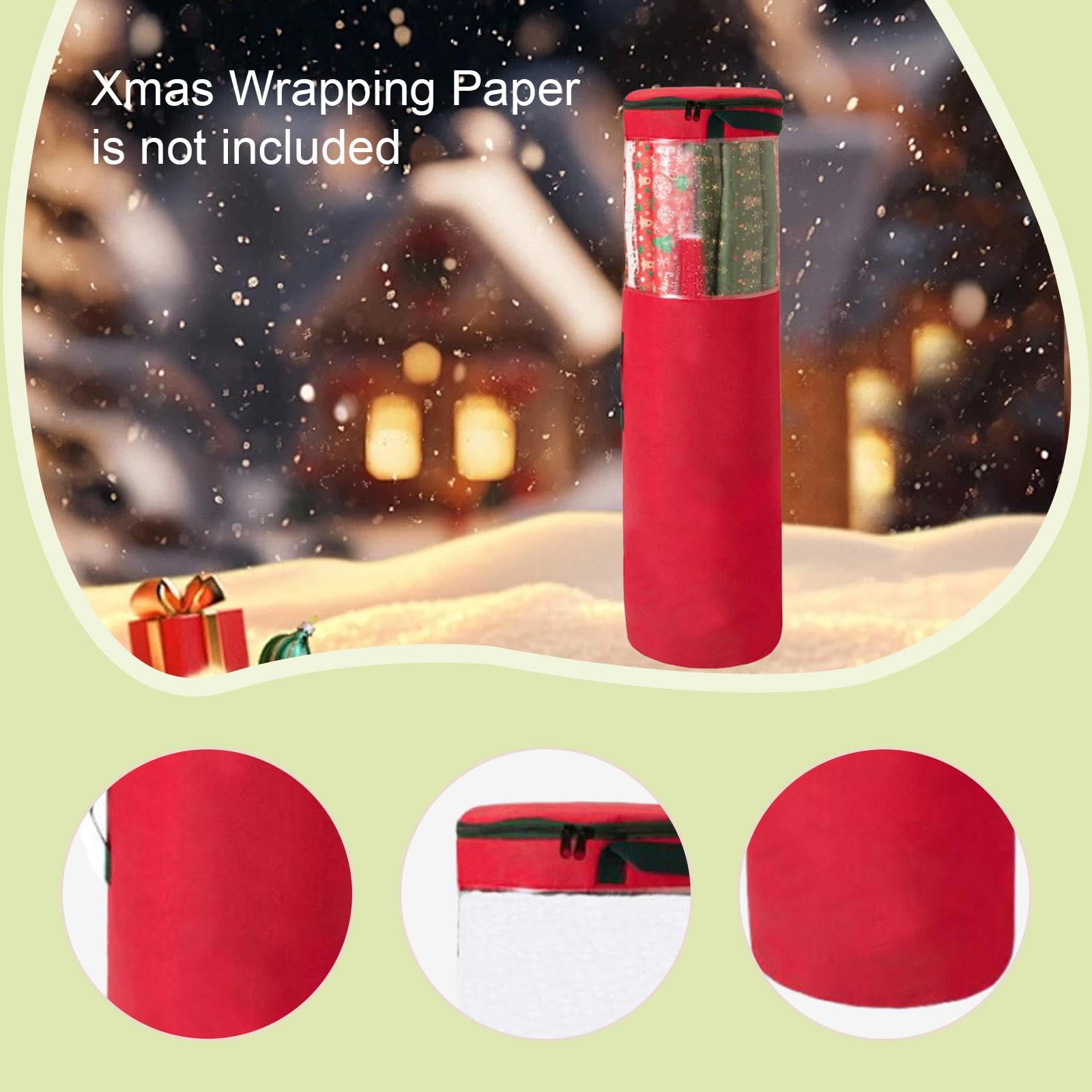 Mupingfenglan Geschenkpapier Aufbewahrungstasche Geschenkverpackungs Organizer Rollenaufbewahrung Halterung mit Robusten Griffen für Den Transport für Die Lagerung, Rot