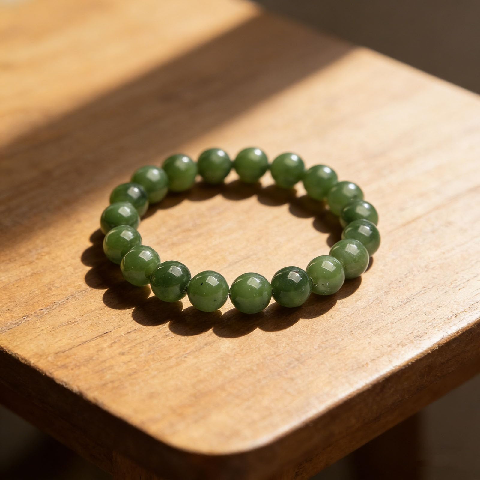 Ricchezza Guarigione Bracciale Jadeíta Donna Prosperità, Fengshui Fatti a Mano da Uomo Braccialetti Elastici Elasticizzati con Pietre preziose Naturali Perline di Pietra Rotonde,9MM