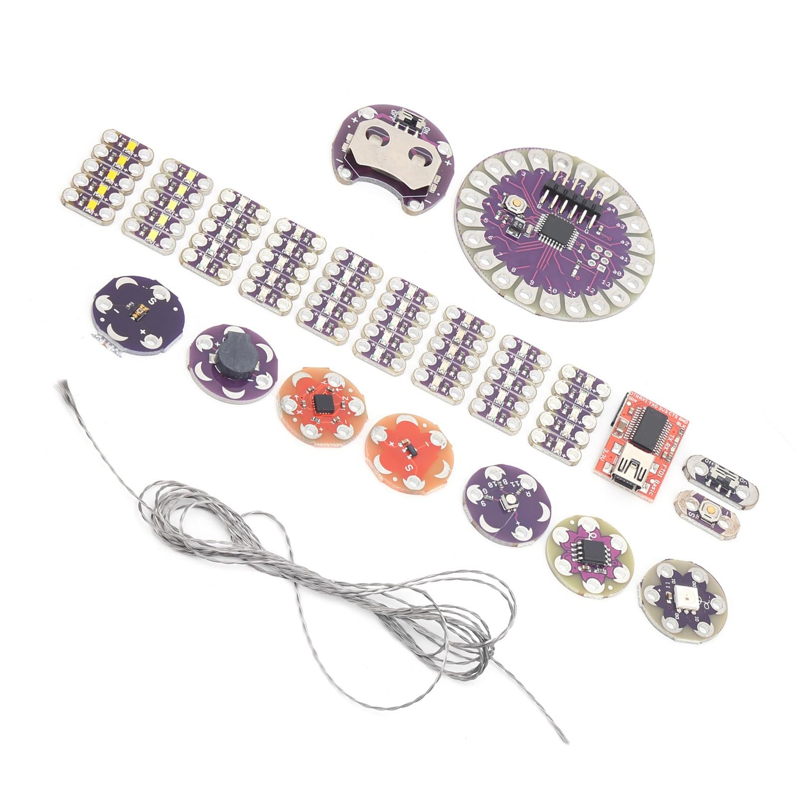 Klanata Lilypad Kit Wearable Electronic LED- und Sensor -Kit mit Temperatursensor und Kabel, elektronische Komponenten für DIY -Projekte und tragbare Tech -Enthusiasten