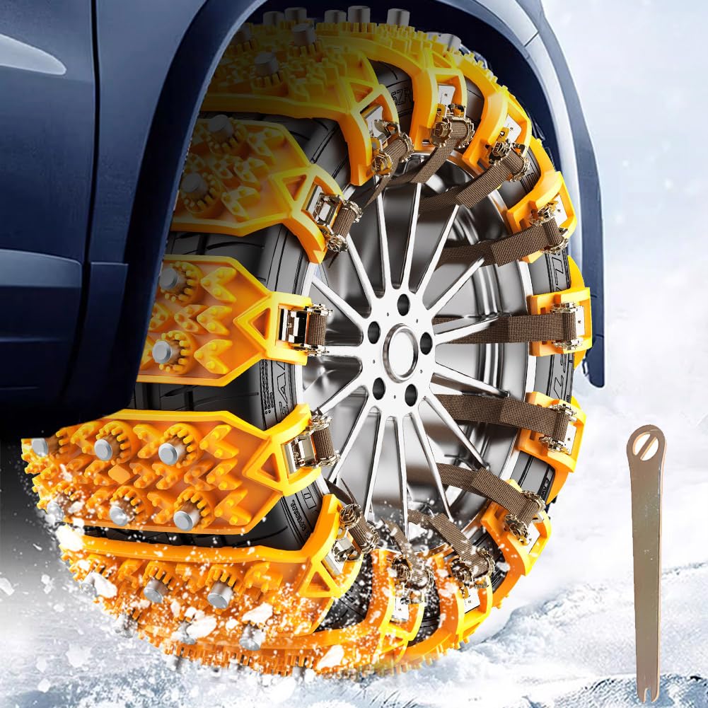 2PCS Universal Anti-Slip Car Chains - All Season Anti-Skid Snow Chains for Snow, Ice, Mud - Fit SUV, Offroad Truck Tire Width 165mm-265mm/6.5-10.4''