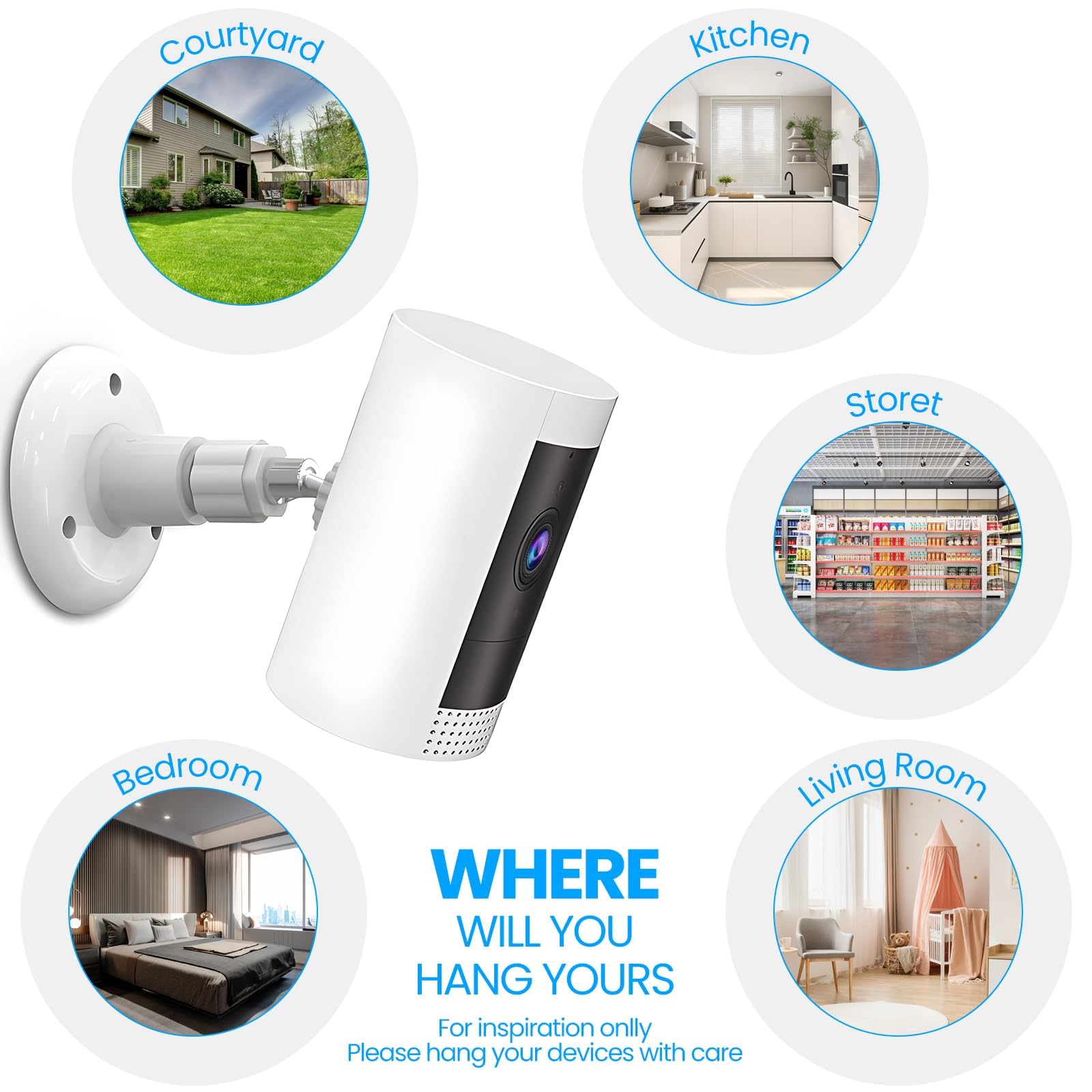 Zythrem 3 Pezzi Staffa Telecamera esterna supporto sorveglianza 360°Supporto da Parete per Telecamere di Sicurezza da Interno e Esterno per WYZE, Arlo, Arlo Pro e altri modelli compatibili (Bianca)