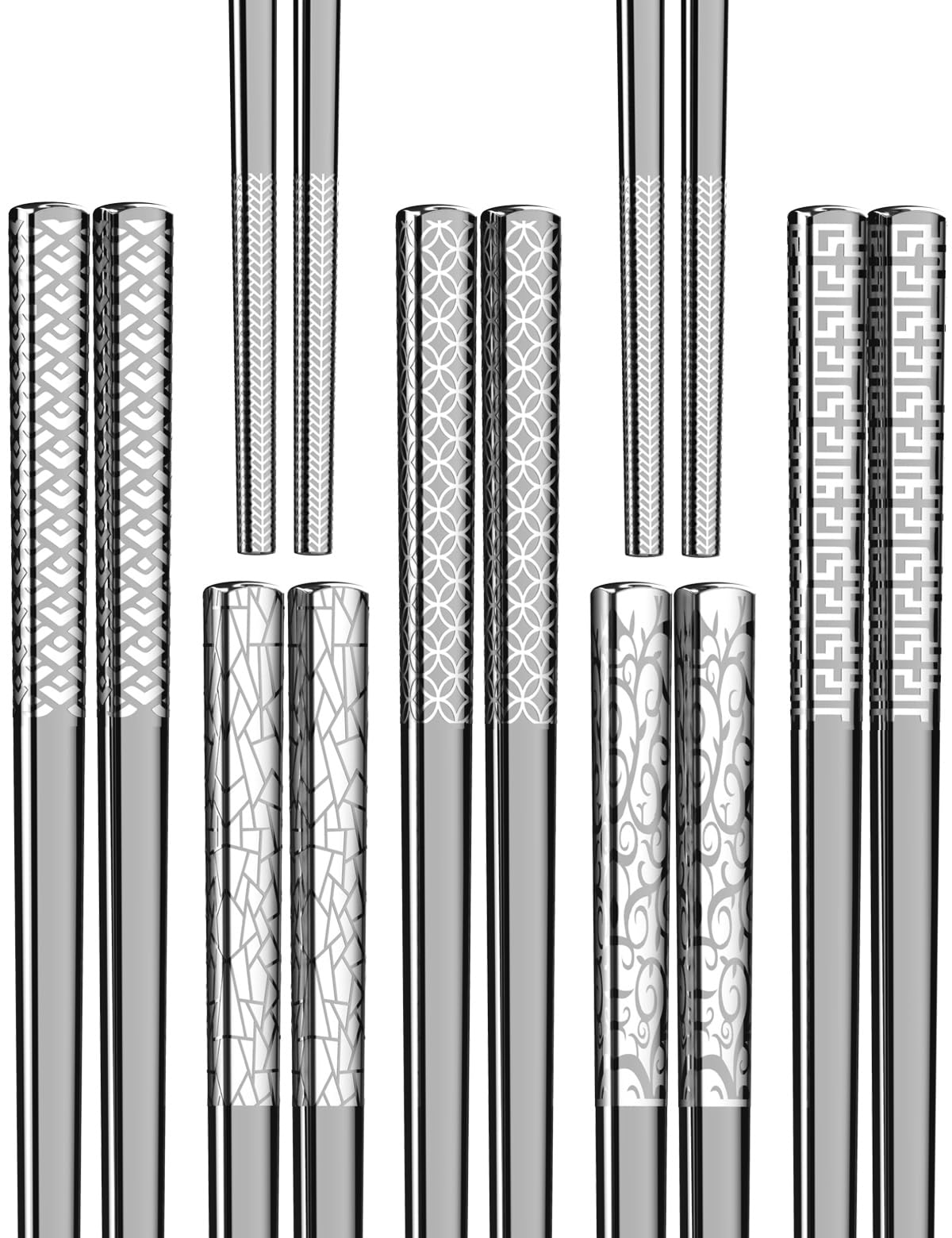 5 pares de palillos de metal reutilizables de estilo moderno