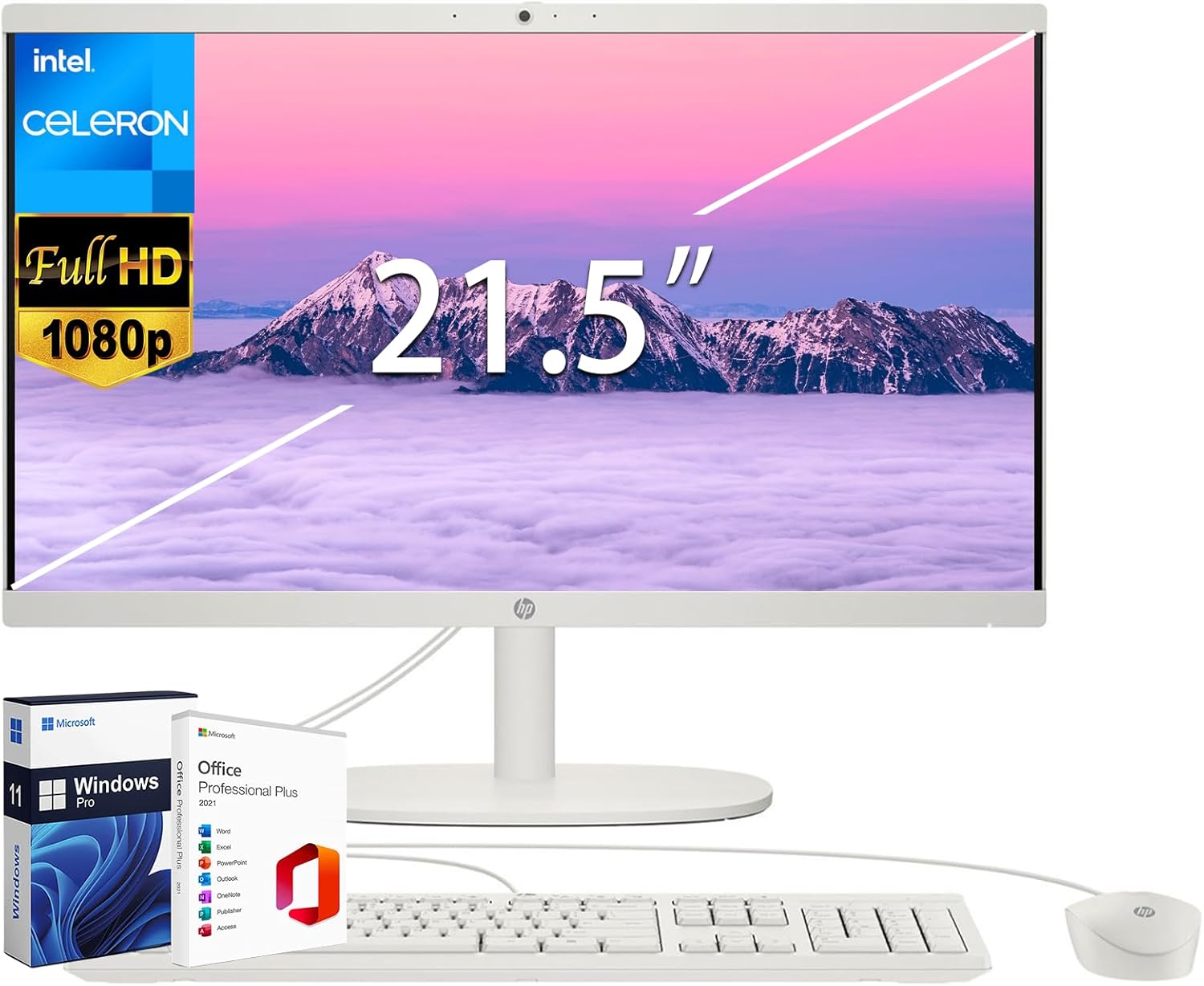 hp 21.5″ All-in-One Desktop PC, Intel Celeron J4025, 32 GB RAM, 2 TB SSD, Webcam, WiFi 6, Bluetooth, HDMI, Wired Mouse & Keyboard, Win 11 Pro & Microsoft Office Lifetime License hp 21.5″ All-in-One Desktop PC, Intel Celeron J4025, 32 GB RAM, 2 TB SSD, Webcam, WiFi 6, Bluetooth, HDMI, Wired Mouse & Keyboard, Win 11 Pro & Microsoft Office Lifetime License