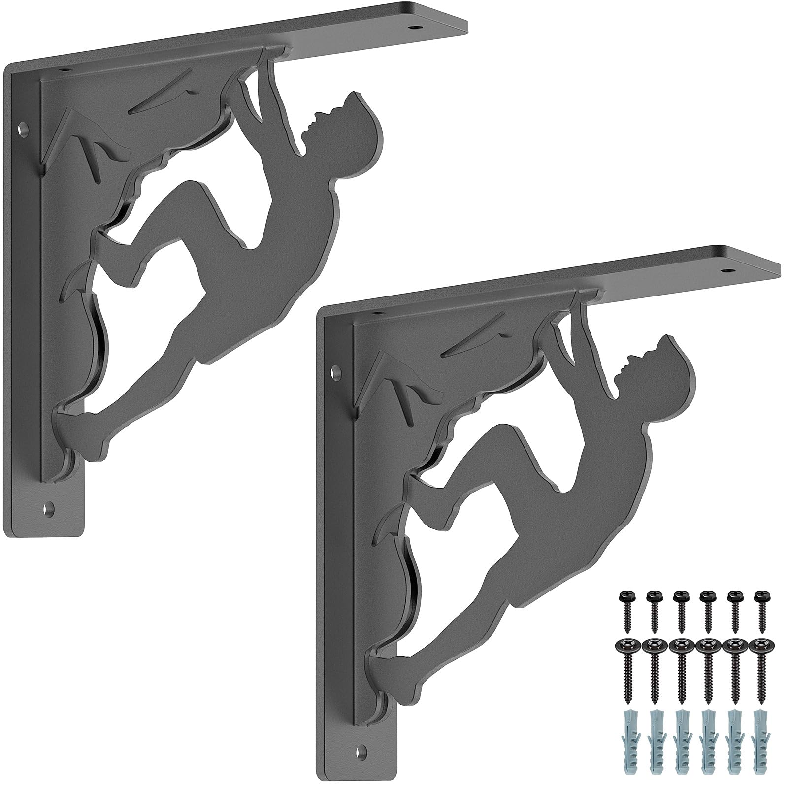 Dolibest 2pcs Shelf Brackets, Floating Shelves Brace Bracket Right Angle Corner Support 20cm Metal Wall Bracket Kitchen/Garage/Basement/Bedroom Storage Rack/Wooden Board Triangle Supporter, Climber