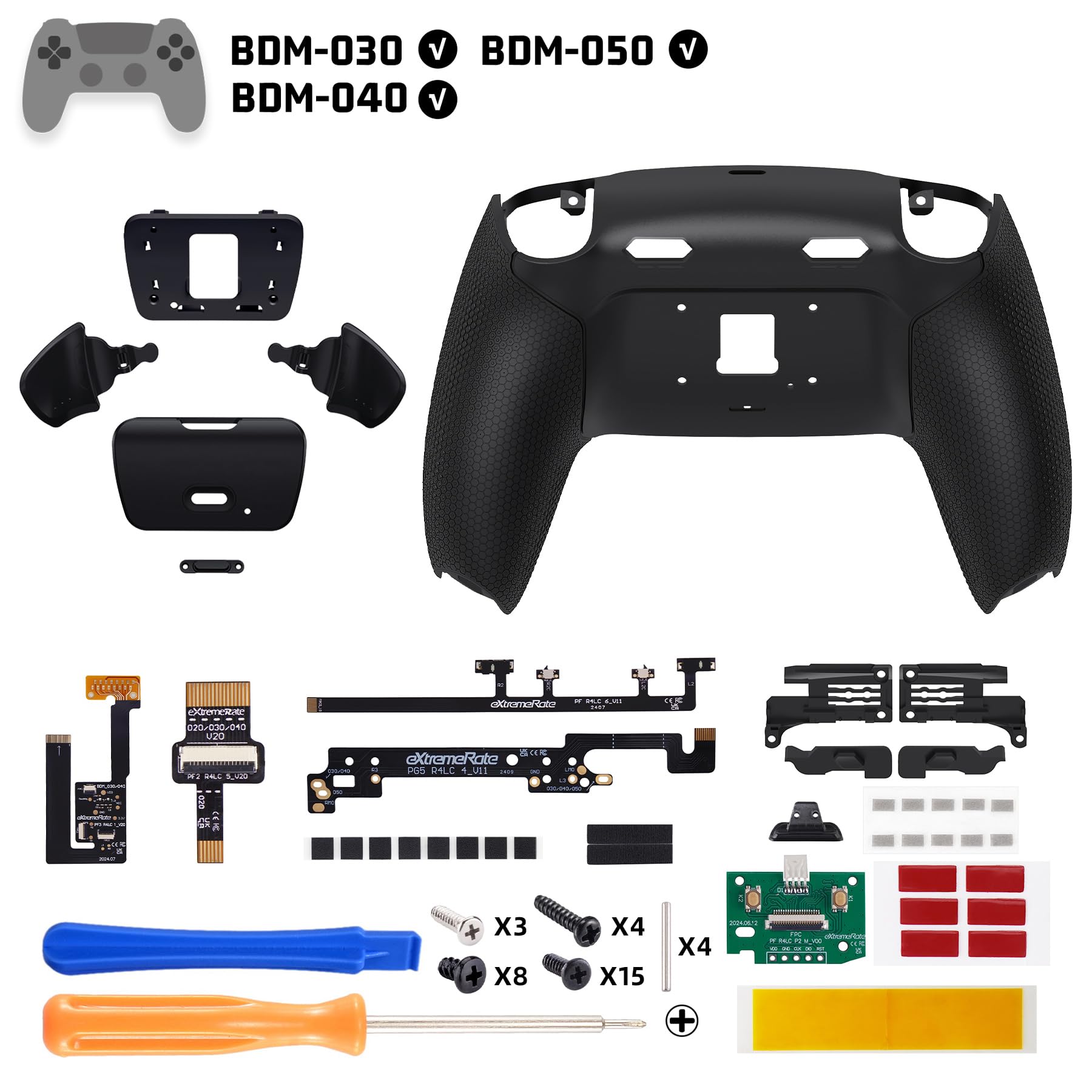 eXtremeRate RISE Plus MAX Tasti Aggiuntivi Clicky Trigger Stop per ps5 Controller BDM-030/040/050,Palette Posteriori Back Button Remap Kit per ps5 Joystick-Senza Controller-Nero