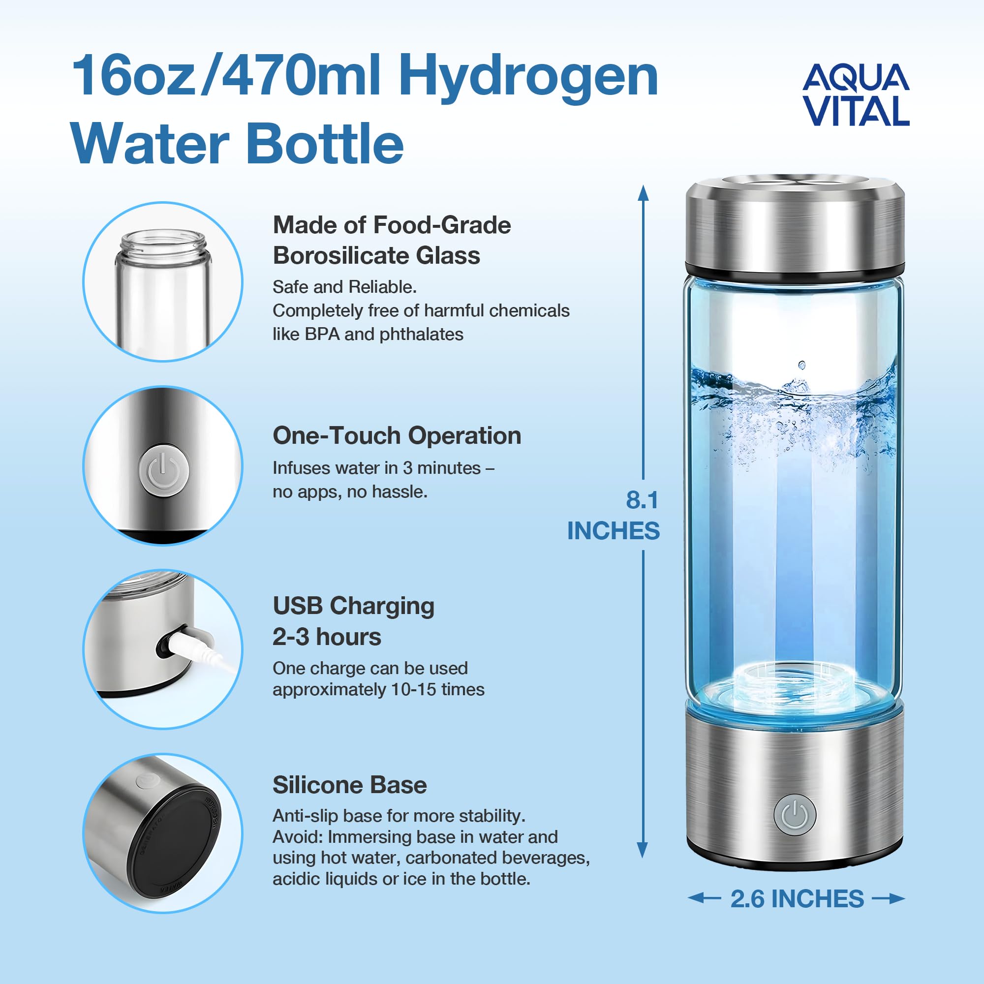 Amazon.com: Aqua Vital Hydrogen Water Bottle and Adjustable Dog