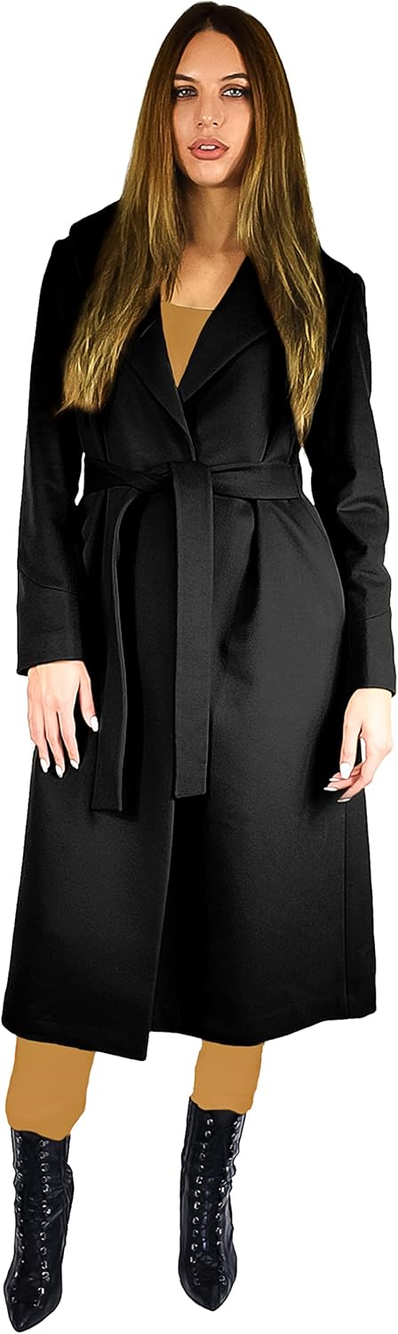 Cashmere Boutique: Women's Full Length Belted Coat in 100% Pure Cashmere (Color: Black, Camel | Sizes: 2/4/6/8/10/12/14) - Image 5