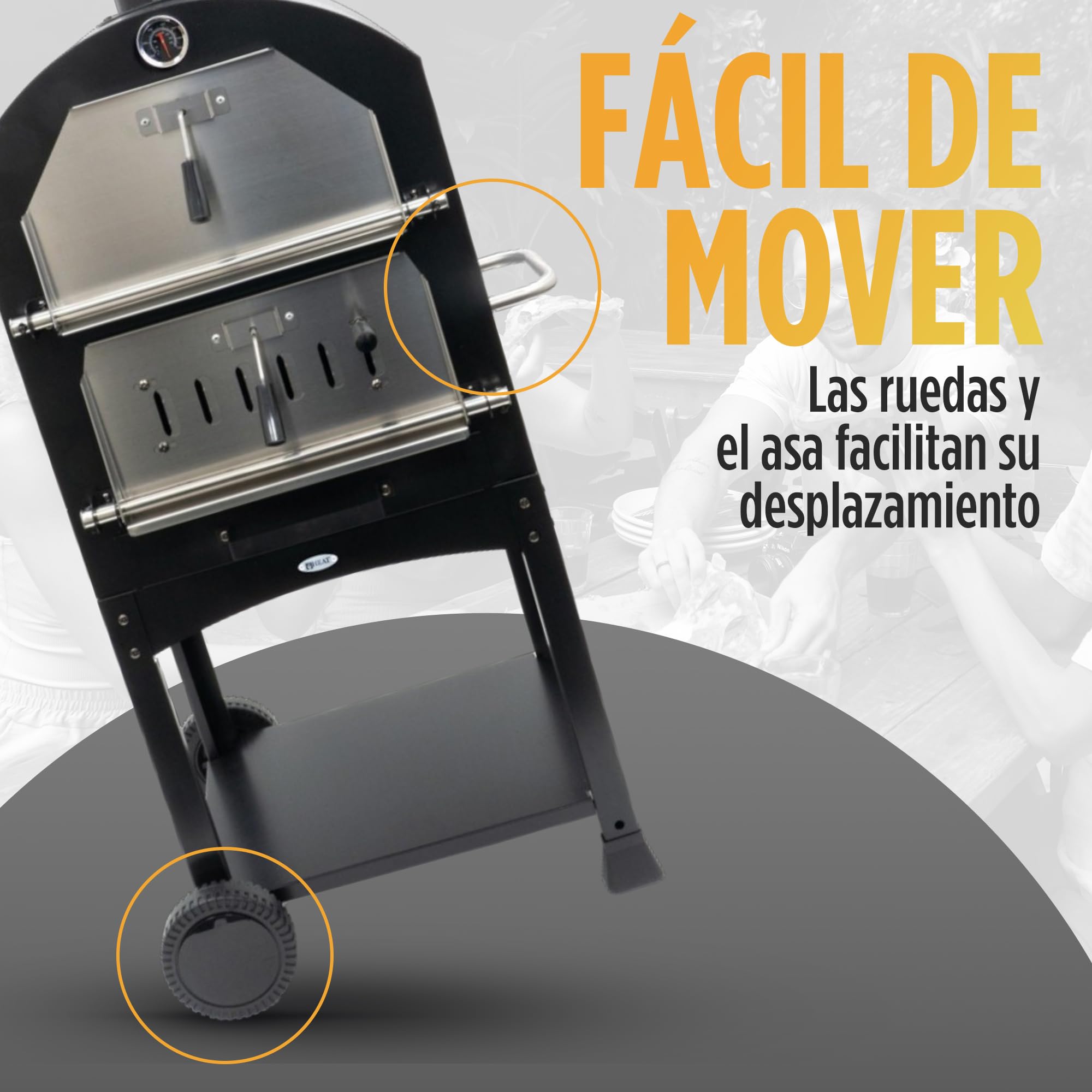 Ovnhus Horno Pizza Negro - Horno de Pizza Multifuncional con Parrilla para Barbacoa - 50x36x160 cm