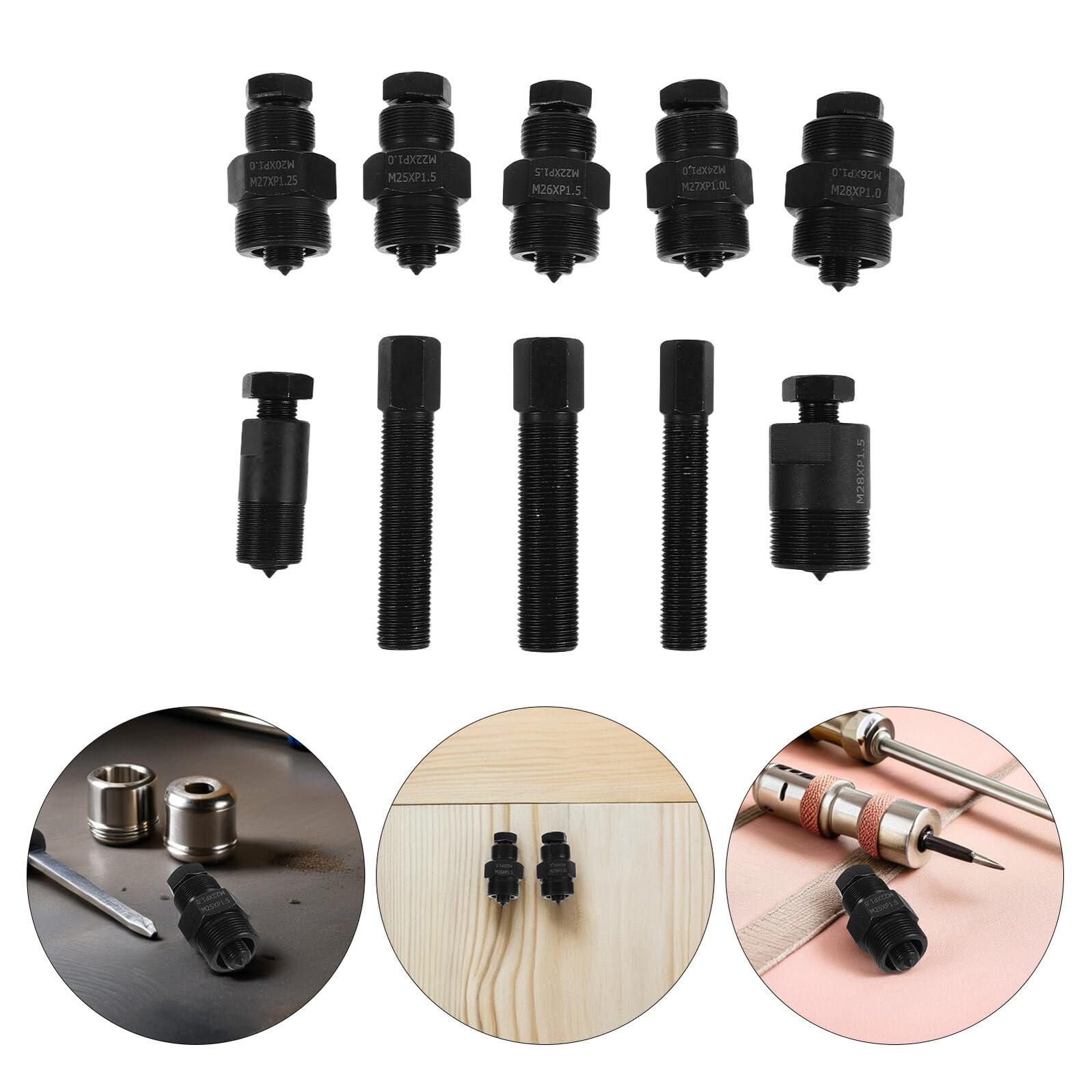 VOSAREA 10 Pezzi Kit Estrattore Volano con Protezione di Precisione in al Carbonio Attrezzo Professionale per Veicoli a e Scooter per e Riparazioni Rapide