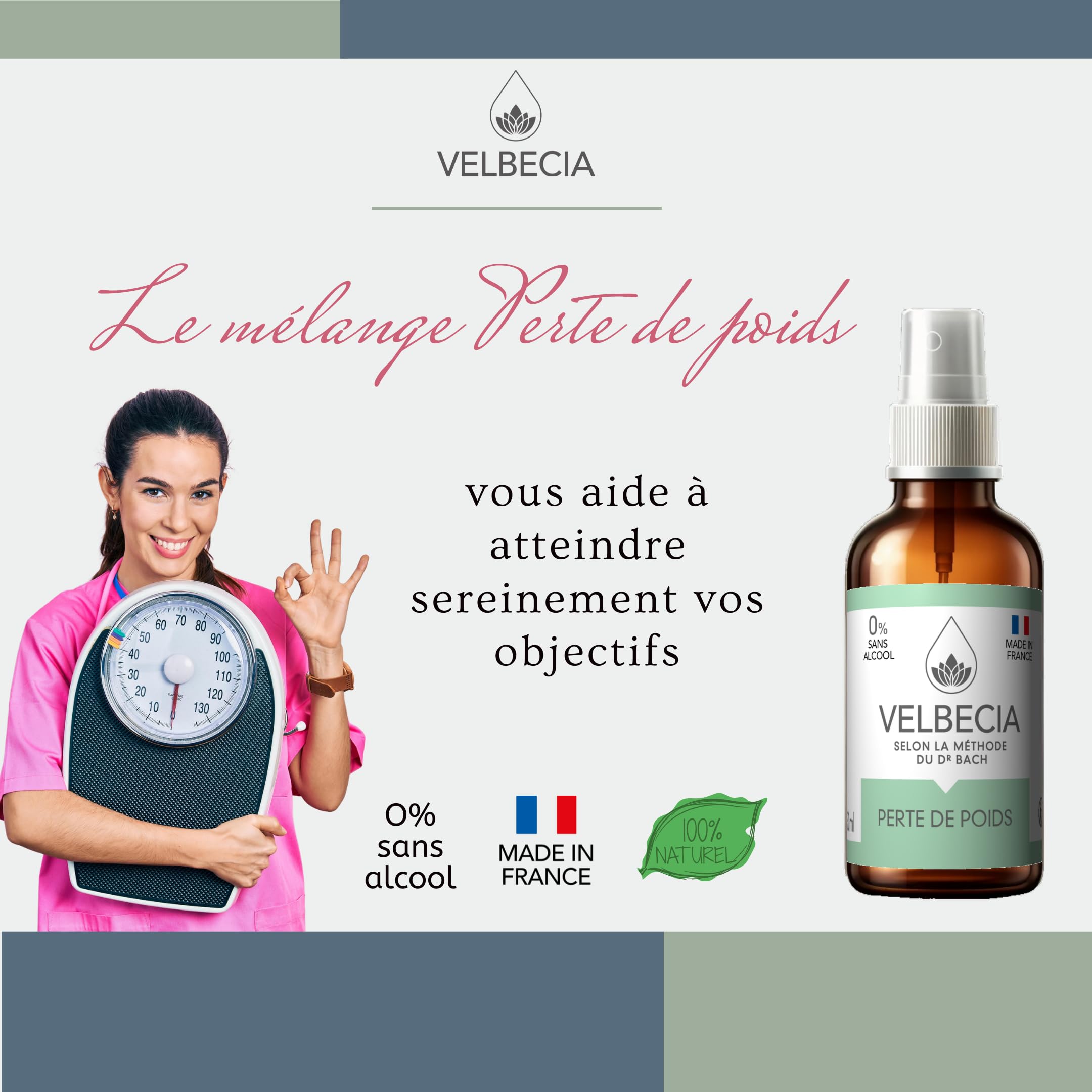 Velbecia® Perte de poids 50 ml +1 OFFERT Elixirs de fleurs - SANS ALCOOL - Méthode du Dr Bach - Gérer sa frustration, culpabilité, découragement, tentation, démotivation