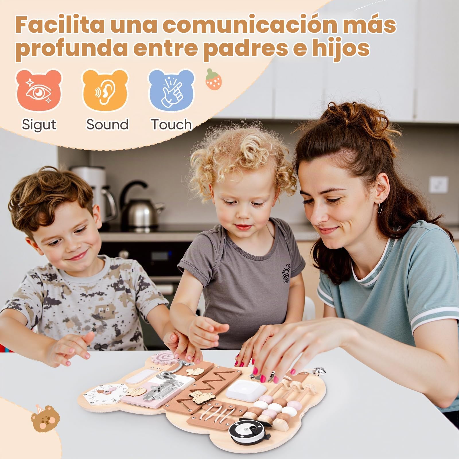 Busy Board Montessori Tablero de Actividades Montessori 12 in 1 Tablero Ocupado para Niños Juguetes sensoriales de Madera para Habilidades Motoras Básicas para Niñas y Niños de 1-6 años