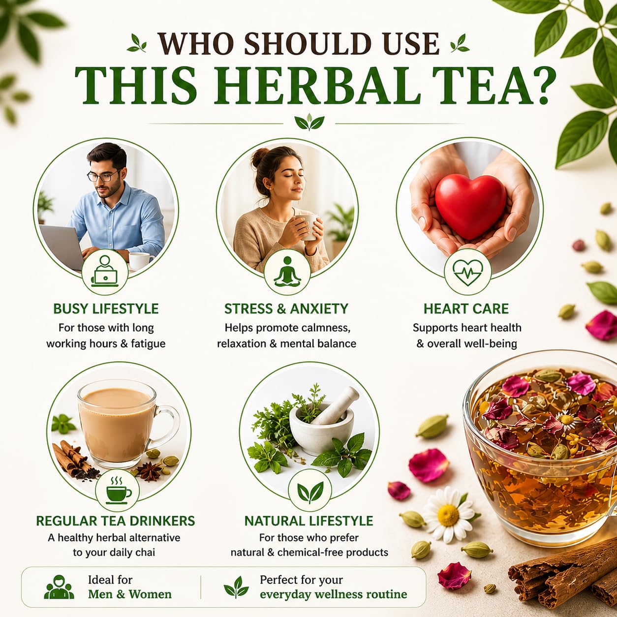 Vedpunya Arjuna Hridya Amrit Herbal Tea | Ayurvedic Heart Wellness Support Blend | Caffeine Free | Natural Daily Wellness Tea | 100g — Amazon image 4
