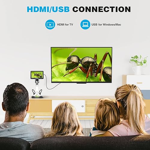 Miniatura 2 de DM9H - Microscopio HDMI para monedas con pantalla IPS de 7 pulgadas, microscopio de soldadura de aumento 1200X, soporte más largo de 8.5 pulgadas,
