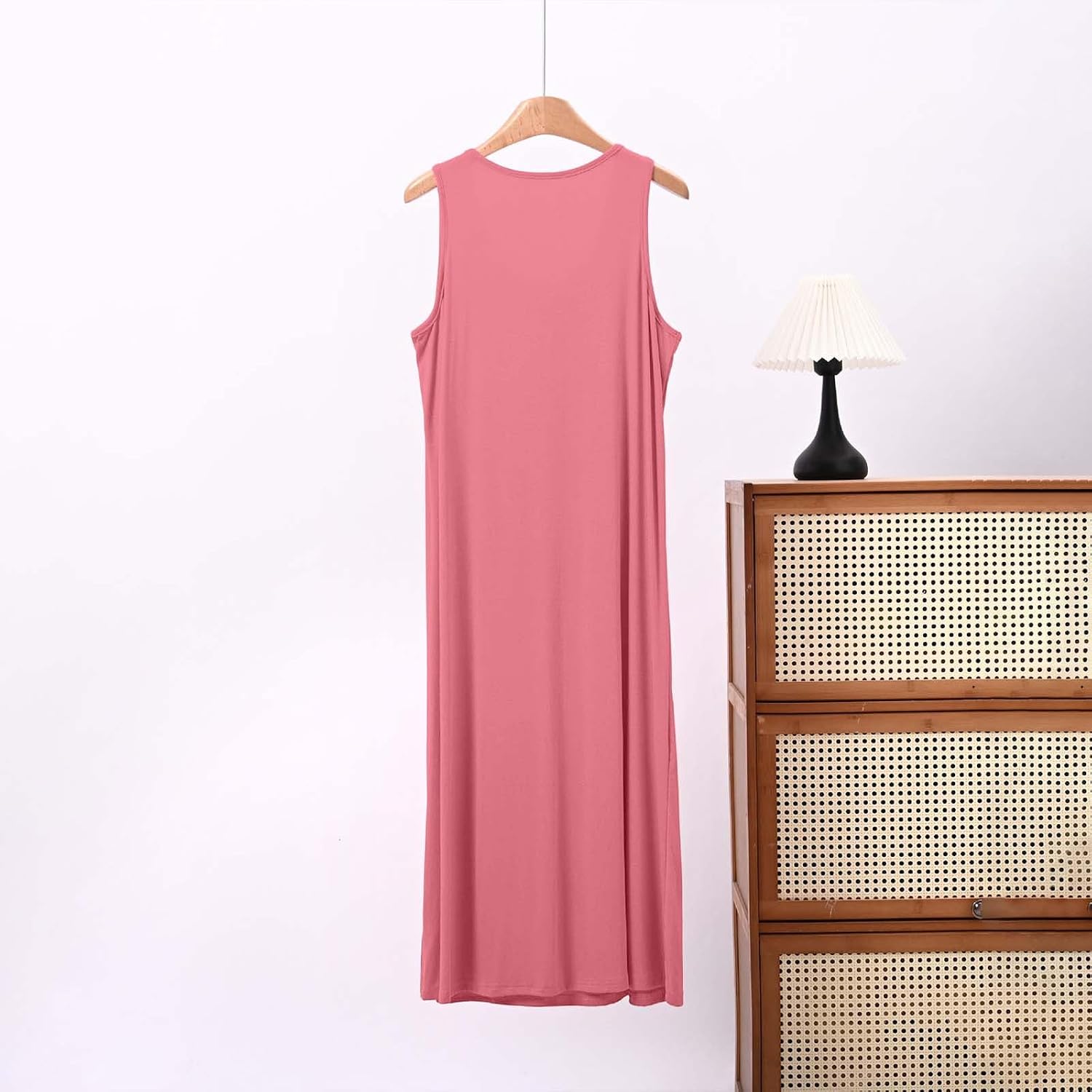 Modal Nightgown for Women Crew Neck Button Lightweight Nightgowns