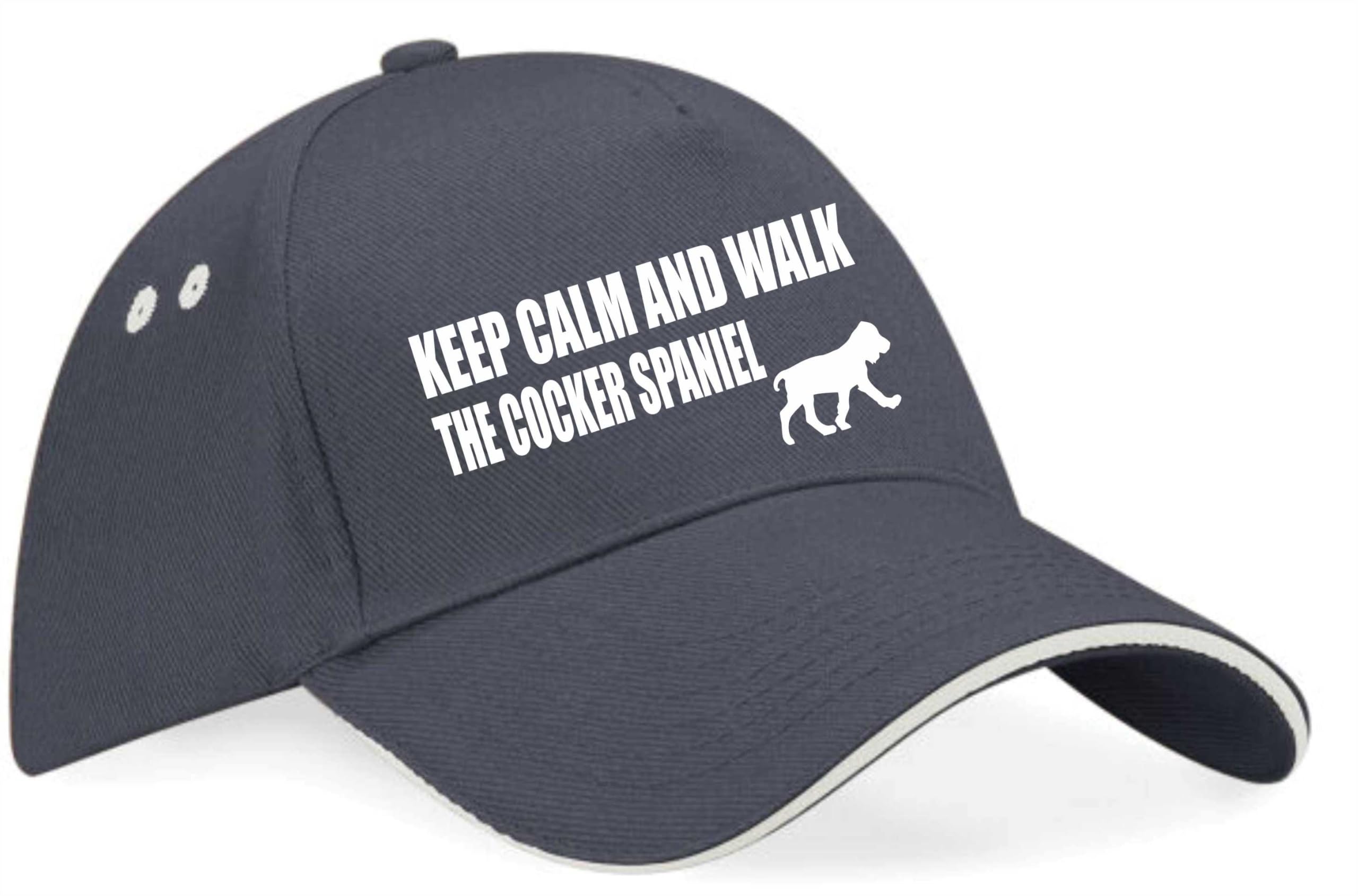 Print4u Unisex Grey Keep Calm Walk Cocker Spaniel Baseball Cap Dog Lovers Gift Men & Ladies
