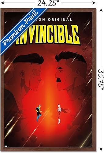 Miniatura 3 de Trends International Invincible - Póster de una hoja de padre e hijo, 34 pulgadas de largo x 22.4 pulgadas, versión enmarcada de caoba