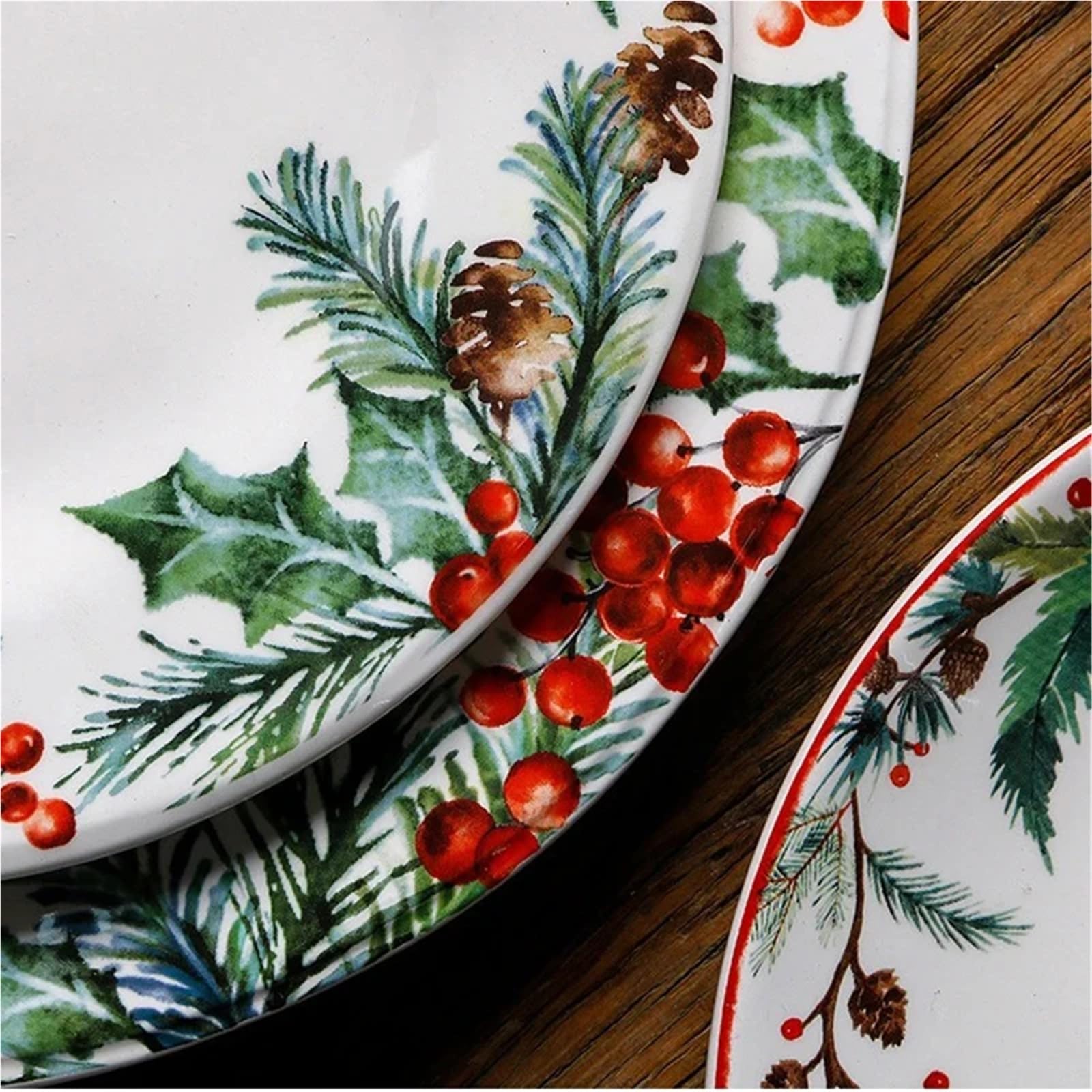 Plato llano de cerámica navideño, porcelana festiva for comidas navideñas