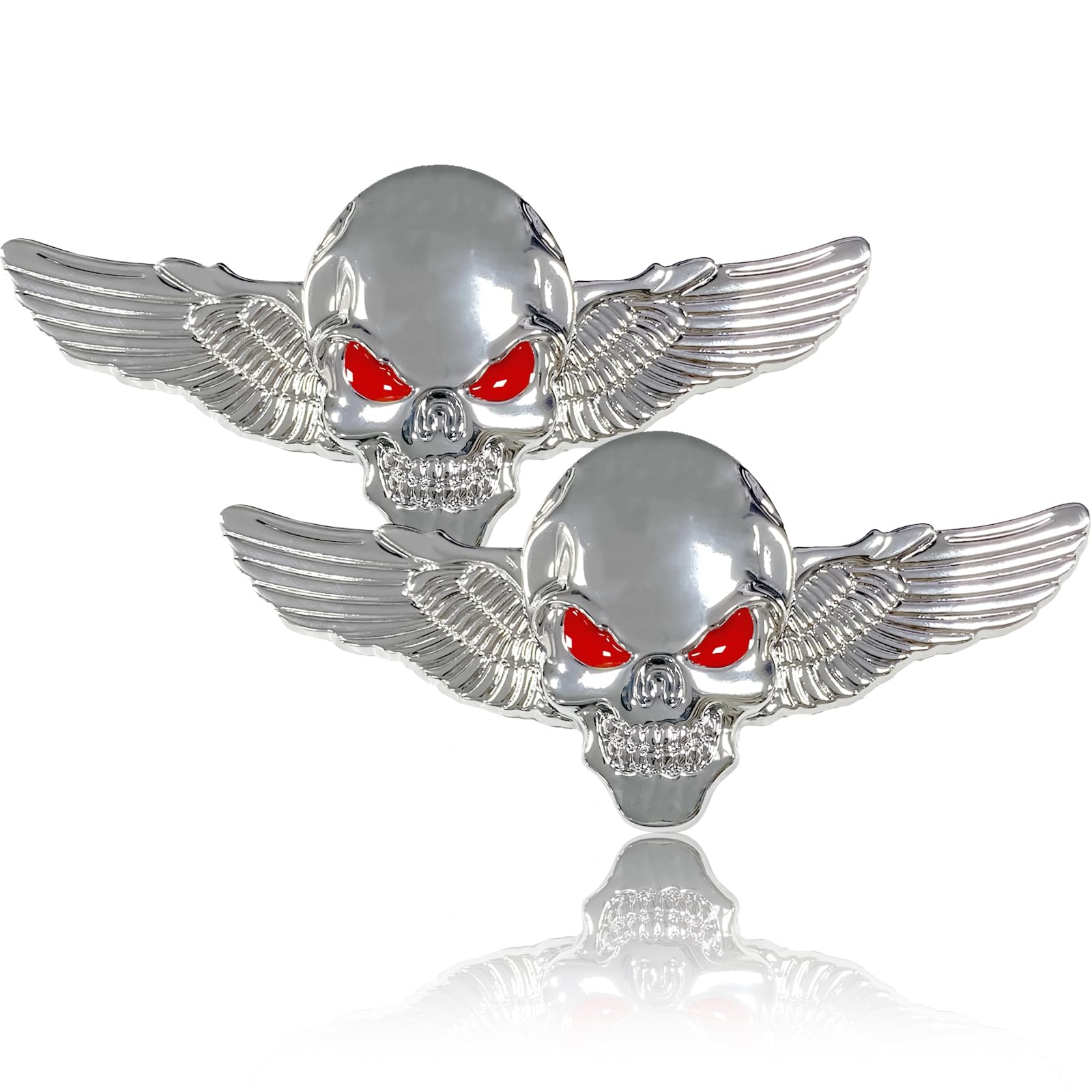 Garneck 2 Adesivi 3D Teschio Con Ossa Incrociate – Emblemi Auto E Moto In Metallo (Argento)