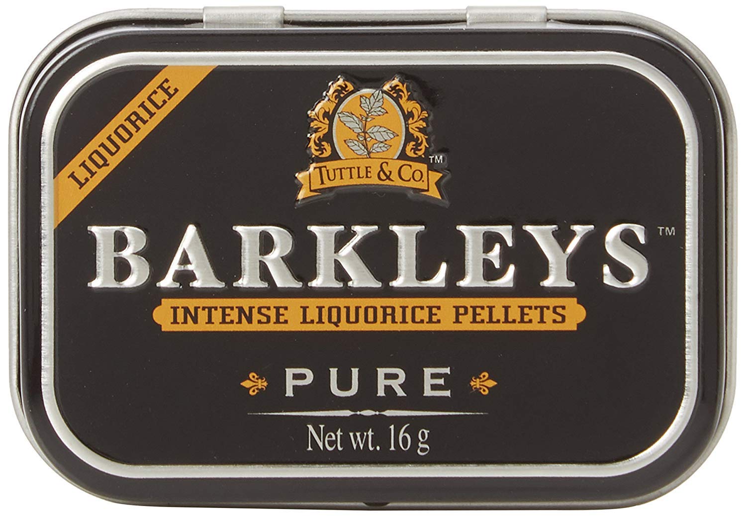 Barkleys Pure Intense Liquorice Pellets. Pure Liquorice Candies 12 Mini Cans x 16 gr. Without Milk derivatives, Gluten, Eggs, Soy and Animal substances. Suitable for Vegetarians and Vegans