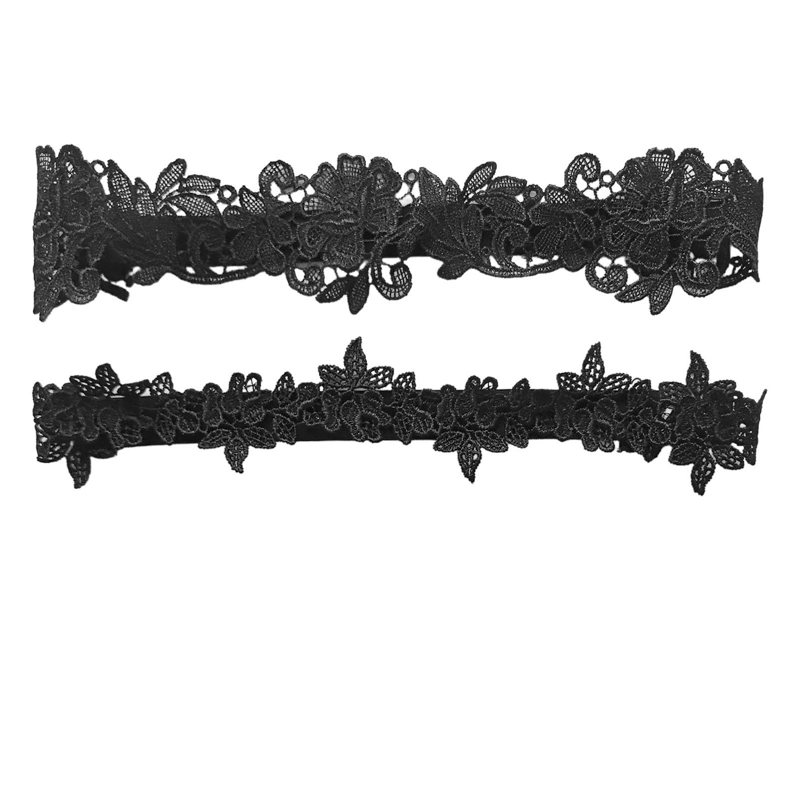 2 Pcs Garter Belt, Black Lace Garter Thigh, Bridal Lace Garter for Wedding Ceremonies, Bridal Photoshoots, Formal Parties, 7.5 Inch