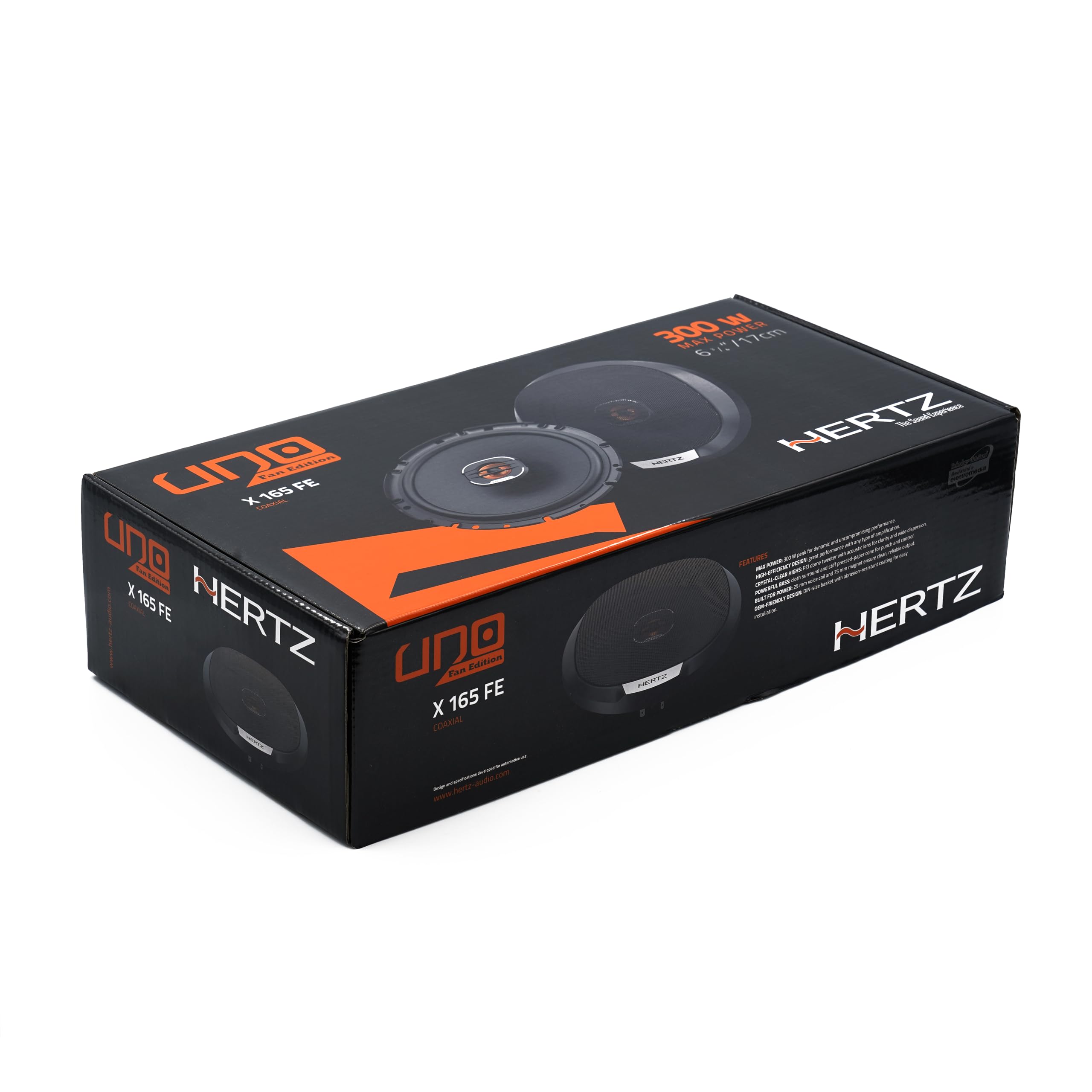 Hertz X 165 Fan Edition - Altavoz coaxial de 2 vías de 165/170 mm, Pico de 200 W, 50 W RMS, 4 ohmios, Cono de Papel de Prensa Repelente al Agua, Tweeter Pei de 24 mm, fácil instalación