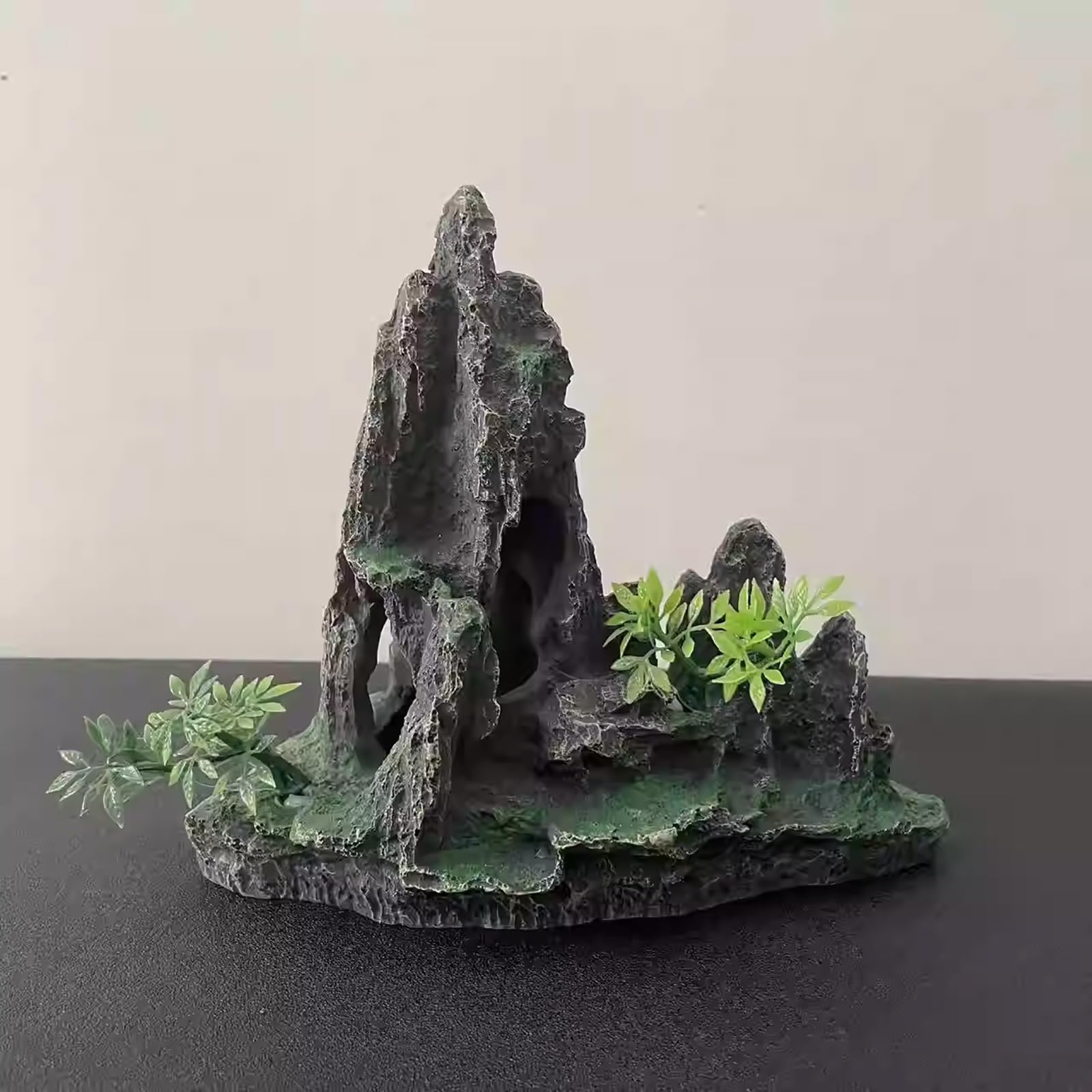 Decorazione per acquario, decorazione ciotola per pesci, facile da installare, mini parete di roccia per Betta, ciclidi, nascondiglio, grotta, nascondiglio per granchi (26 cm)
