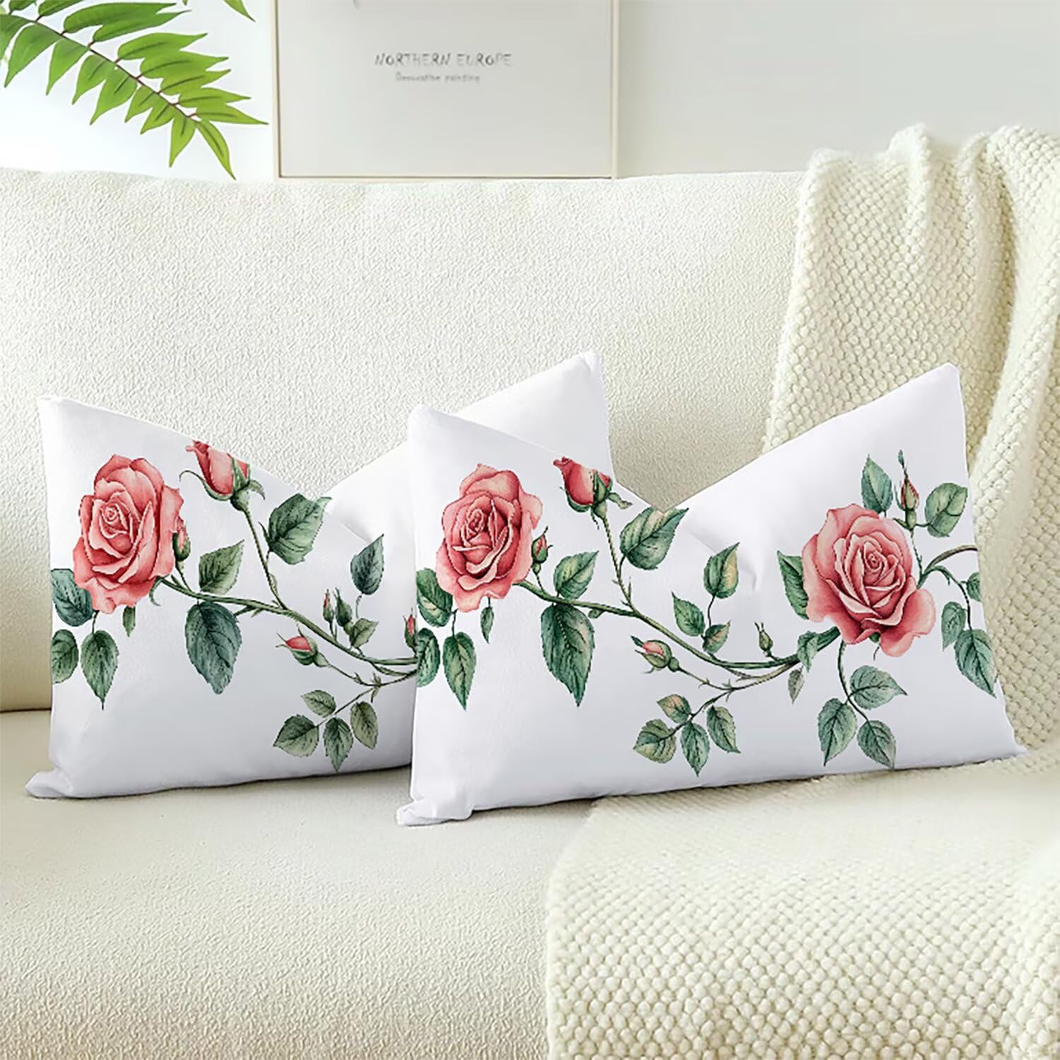Housses de coussin velours 70x50cm pour créer un salon chaleureux et cocooning fleur de lot de 2