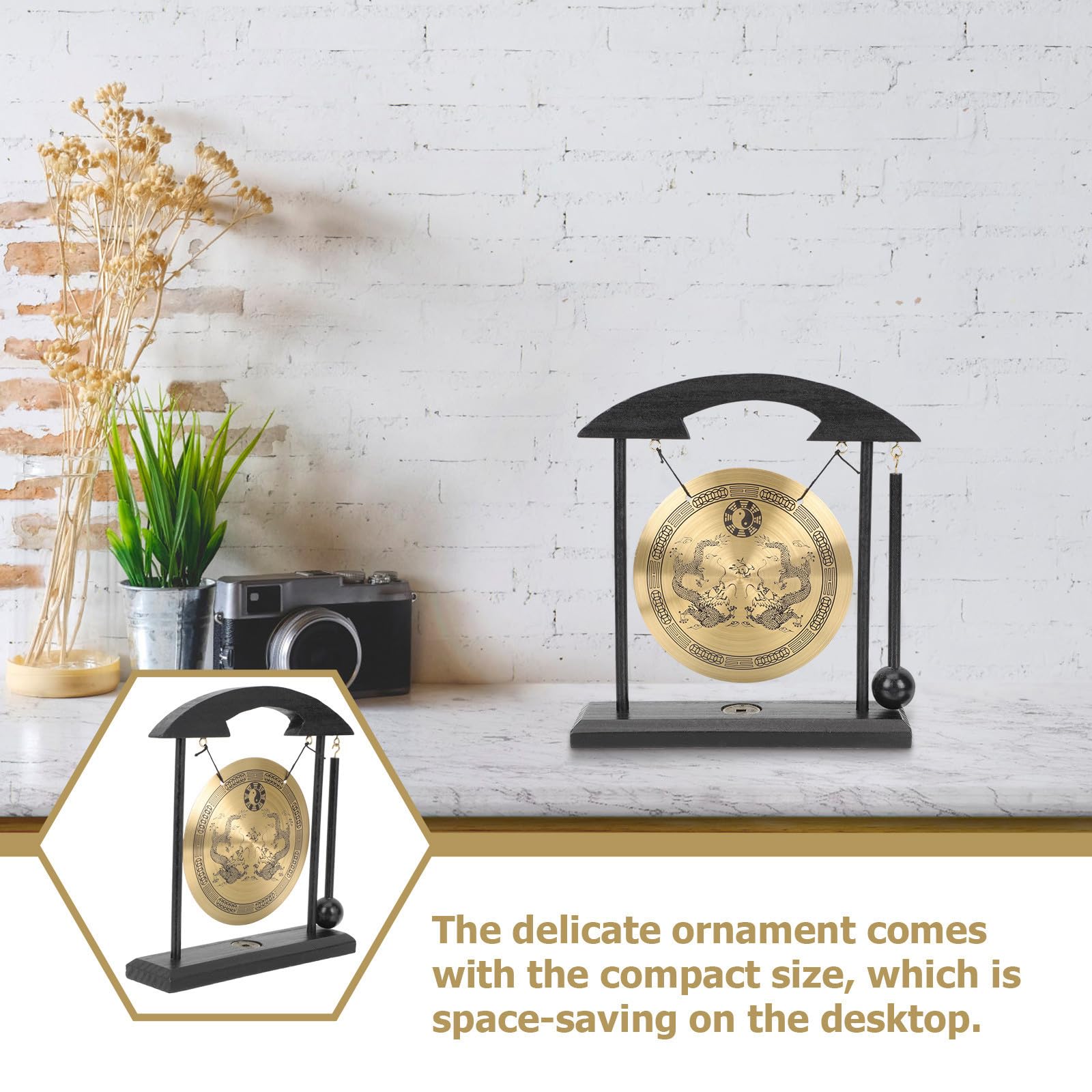 BESPORTBLE 3 Stück Sternzeichen Gong Ornament aus Kupfer mit Holzsockel,