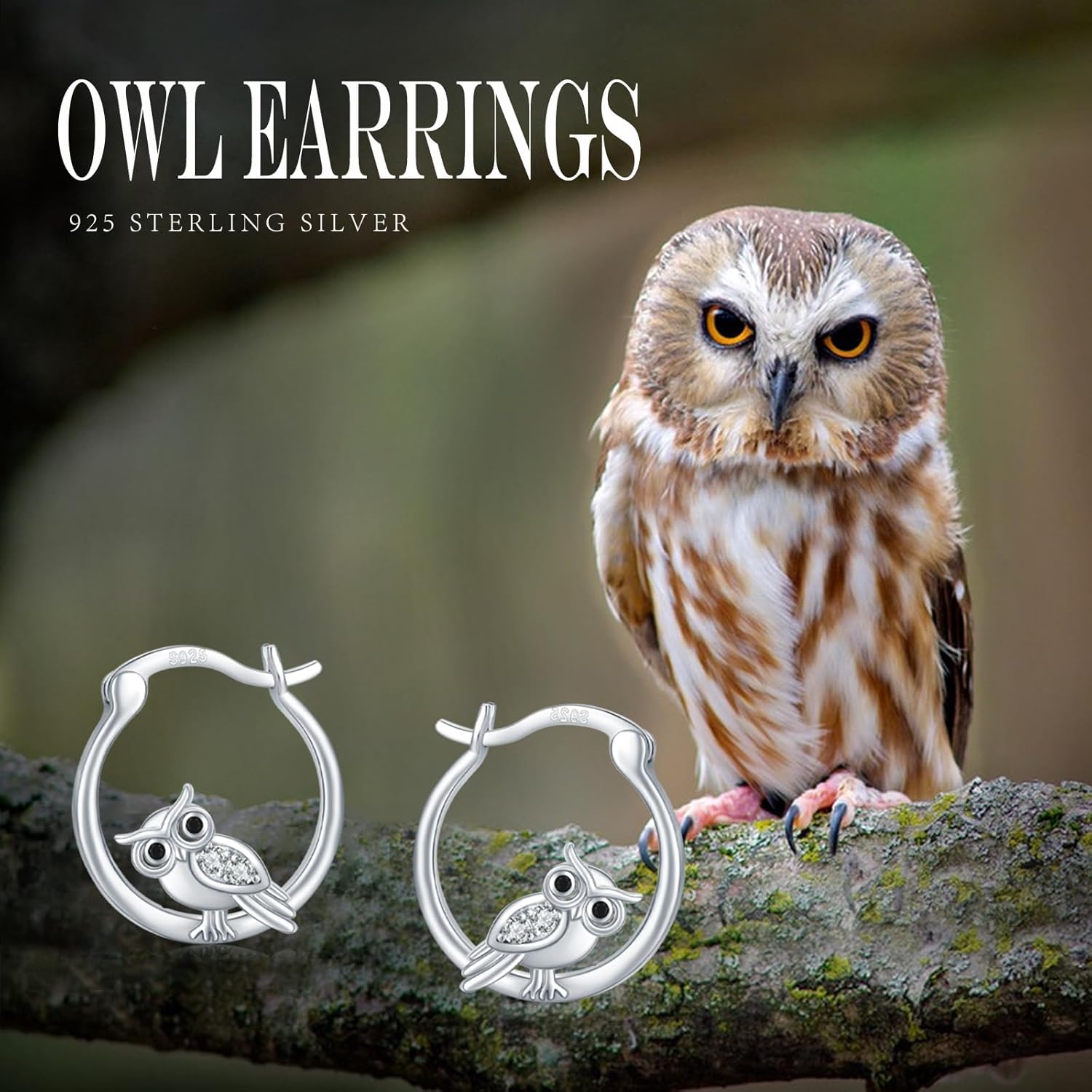 Cardinal/Pig/Hedgehog/Dinosaur/Owl/Bat/Snake/Pet Paw Earrings S925 Sterling Silver Animal Hoop Earrings Jewelry Gifts for Women Birthday Christmas Mother's Day - Image 6