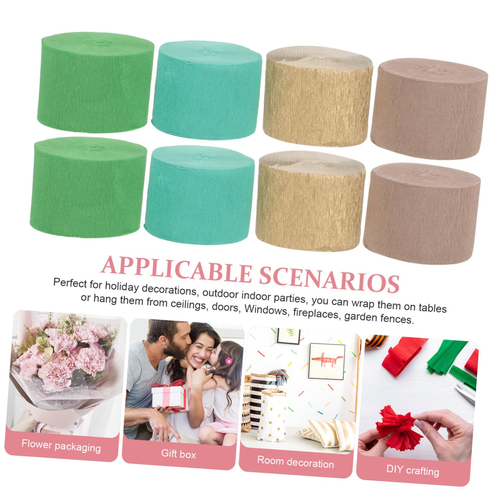 SEWACC 32rouleaux Papier Crépon Décorations Pour Anniversaire Mariage Et Fêtes Accessoires De Fête Papier à Découper Tordre