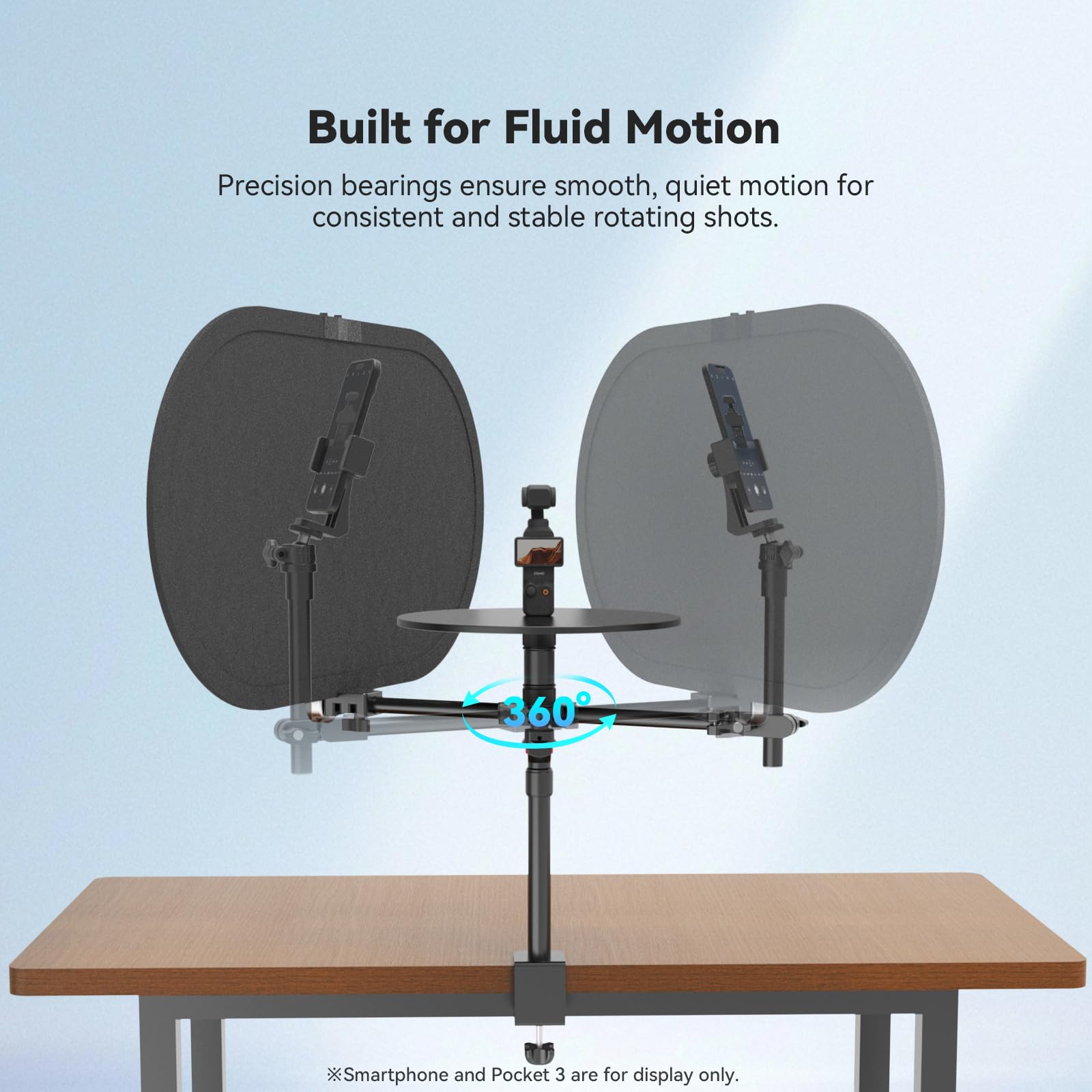 Plateforme Rotative 360° pour Photographie avec Fond, Plateau Tournant Modulaire pour Vidéo et Produits, Rotation Fluide à Double Roulement, pour Smartphone, DSLR et Hybride, Charge 5 kg – V360MINI