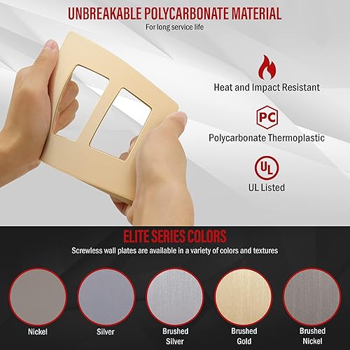 Miniatura 155 de ENERLITES SI8834-BK - Placa de pared decorativa sin tornillos, cubierta de enchufe segura, 4 entradas, 4.68 x 8.30 pulgadas (alto x largo), Negro