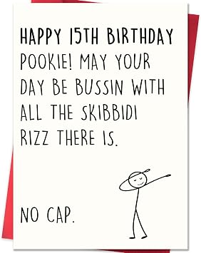 IDU Funny 15th Birthday Card,15 Year Old Birthday Gifts & Decorations for Boys Girls Son Daughter,Hilarious 15th Birthday Card for Teenagers with Gen Z Slang Meme-Inspired Design
