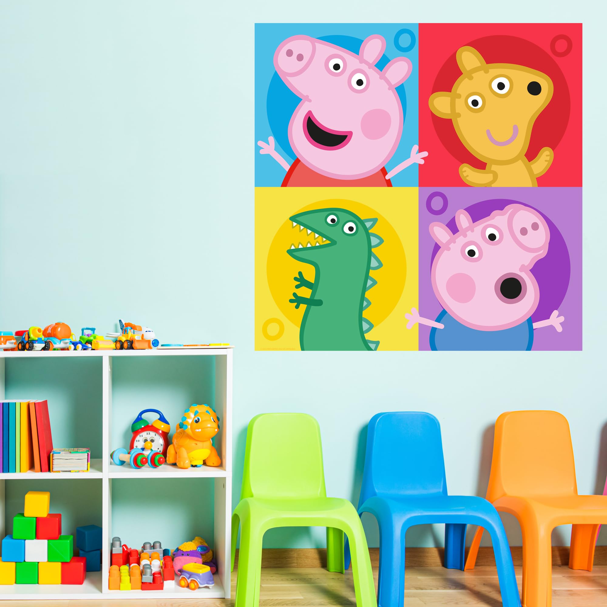 Peppa Pig Wall Sticker - Peppa Colourful Squares Wall Decal Kids Art (60cm Width x 60cm Height)