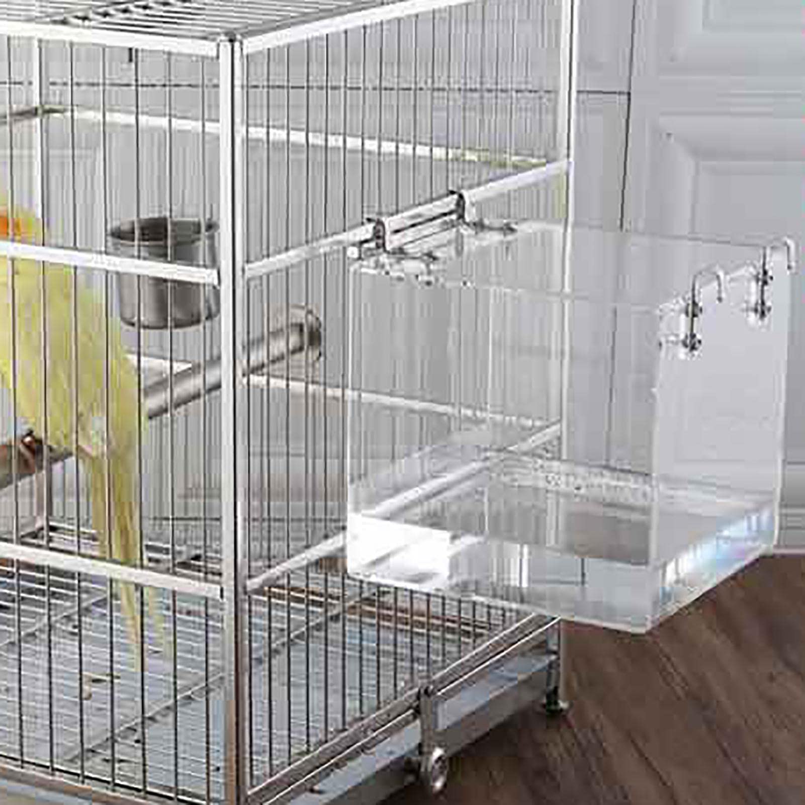 Vogel-Badewanne zum Aufhängen Vogel-Badewannen-Käfig – tragbare transparente Vogel-Röhren-Duschbox mit Haken Haustier-Papageien-Wellensittich-Sittich-Nymphensittich-Käfig-Wasserdusche