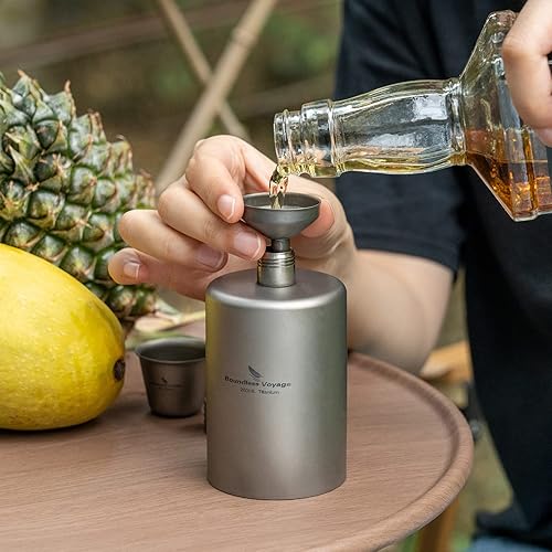 Miniatura 6 de Boundless Voyage Titanio Hip Flask Pocket Flagon Camping Portátil Alcohol Botella Bebida Deportes Botella de Agua 6.8 fl oz6.7oz-Ti3068D