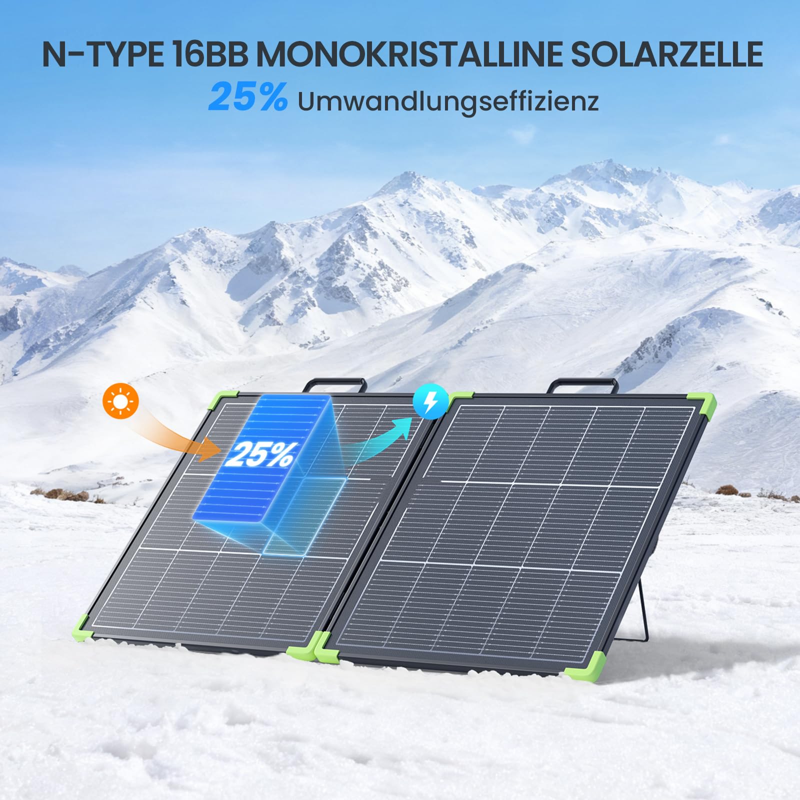 Callsun N-Type 16BB 100W Tragbares Bifazial Solarpanel Faltbare Monokristallines Solarpanel für Tragbare Powerstation